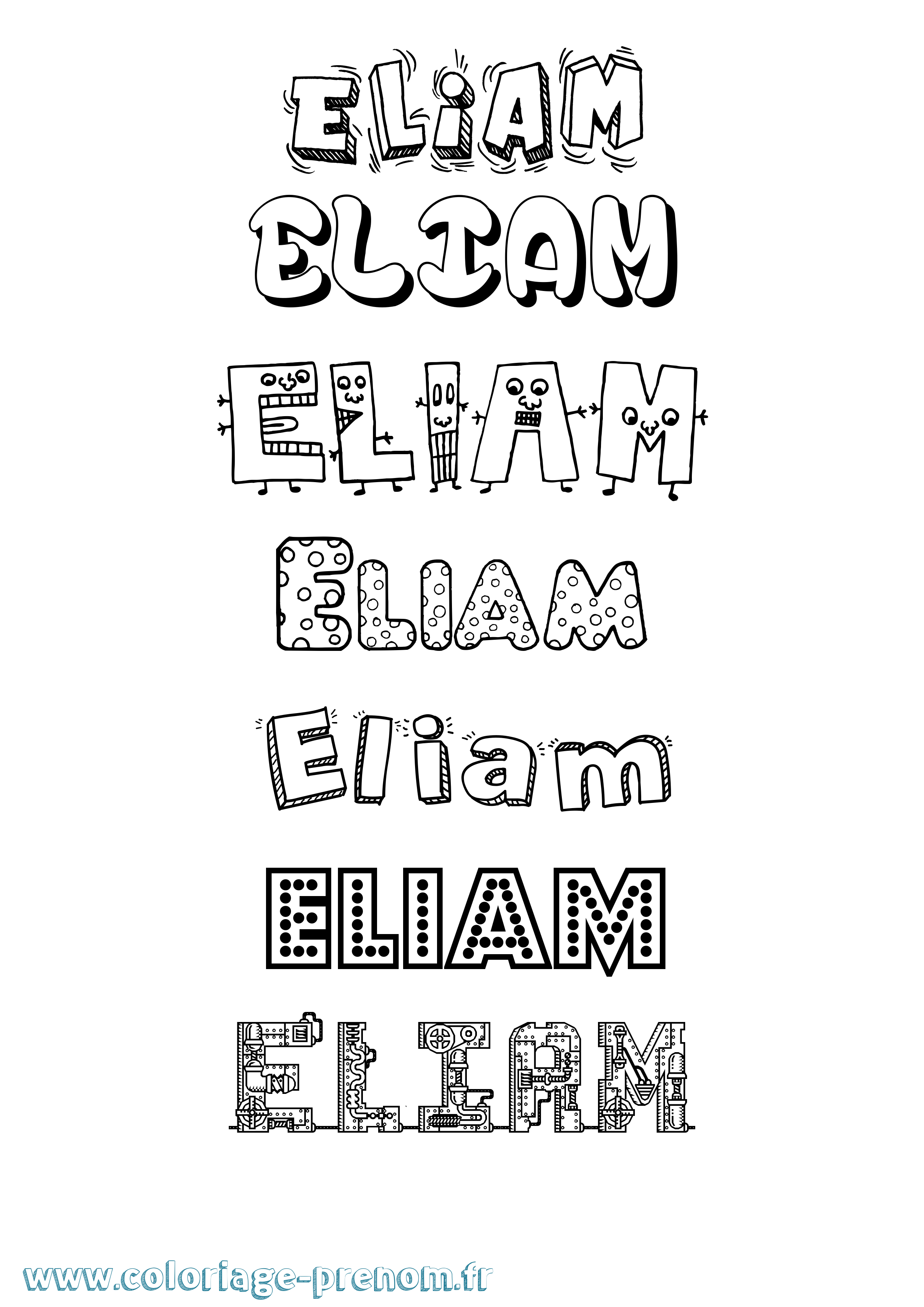 Coloriage Eliam Fun Coloriage prénom Eliam Fun