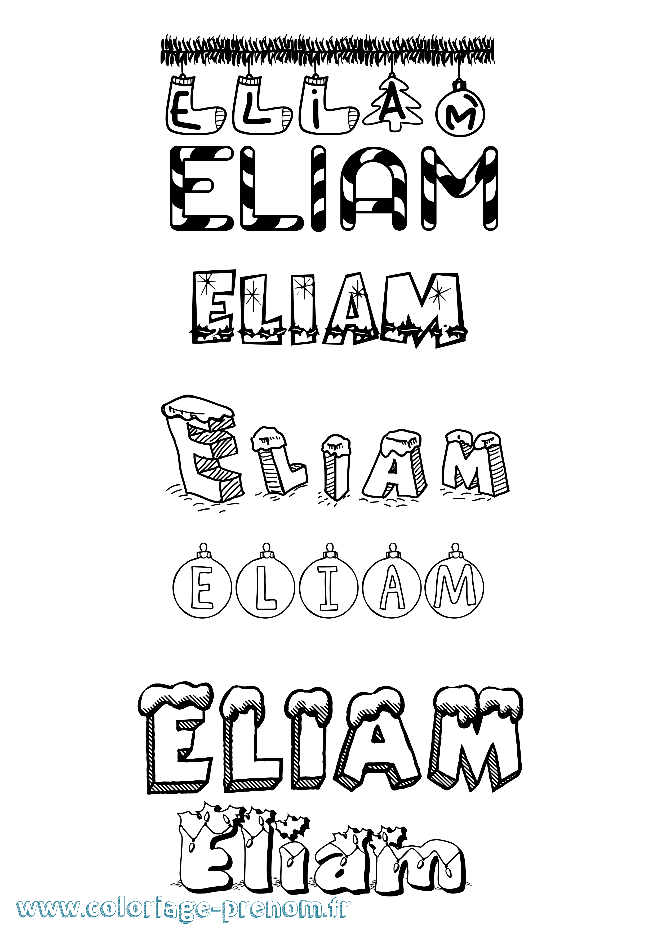 Coloriage Eliam Noël Coloriage prénom Eliam Noël
