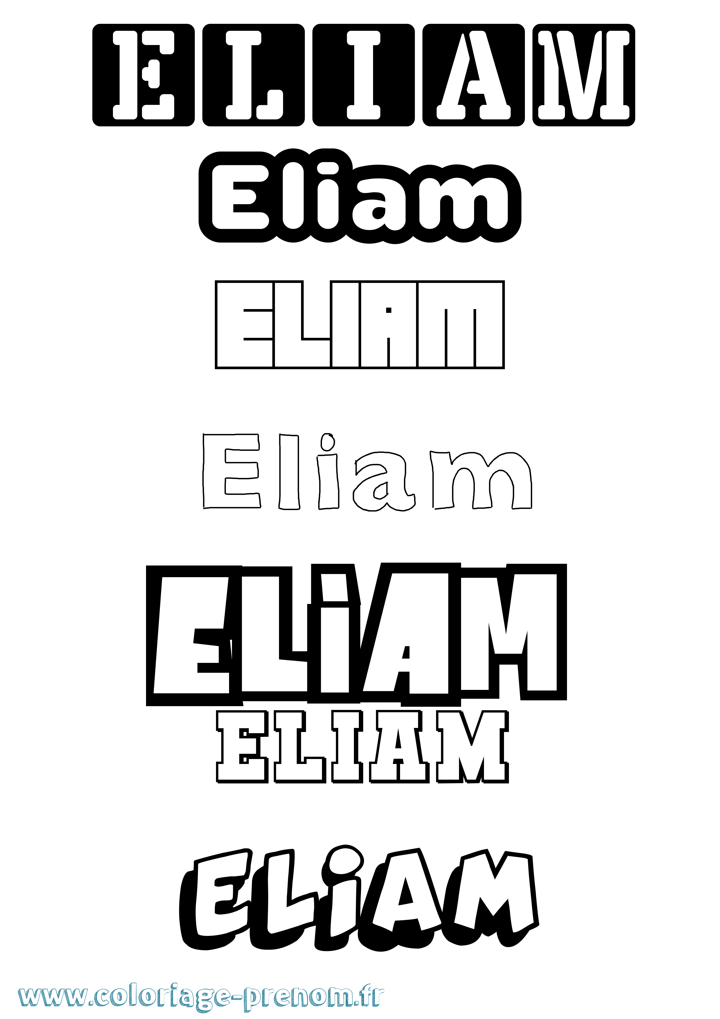 Coloriage Eliam Simple Coloriage prénom Eliam Simple
