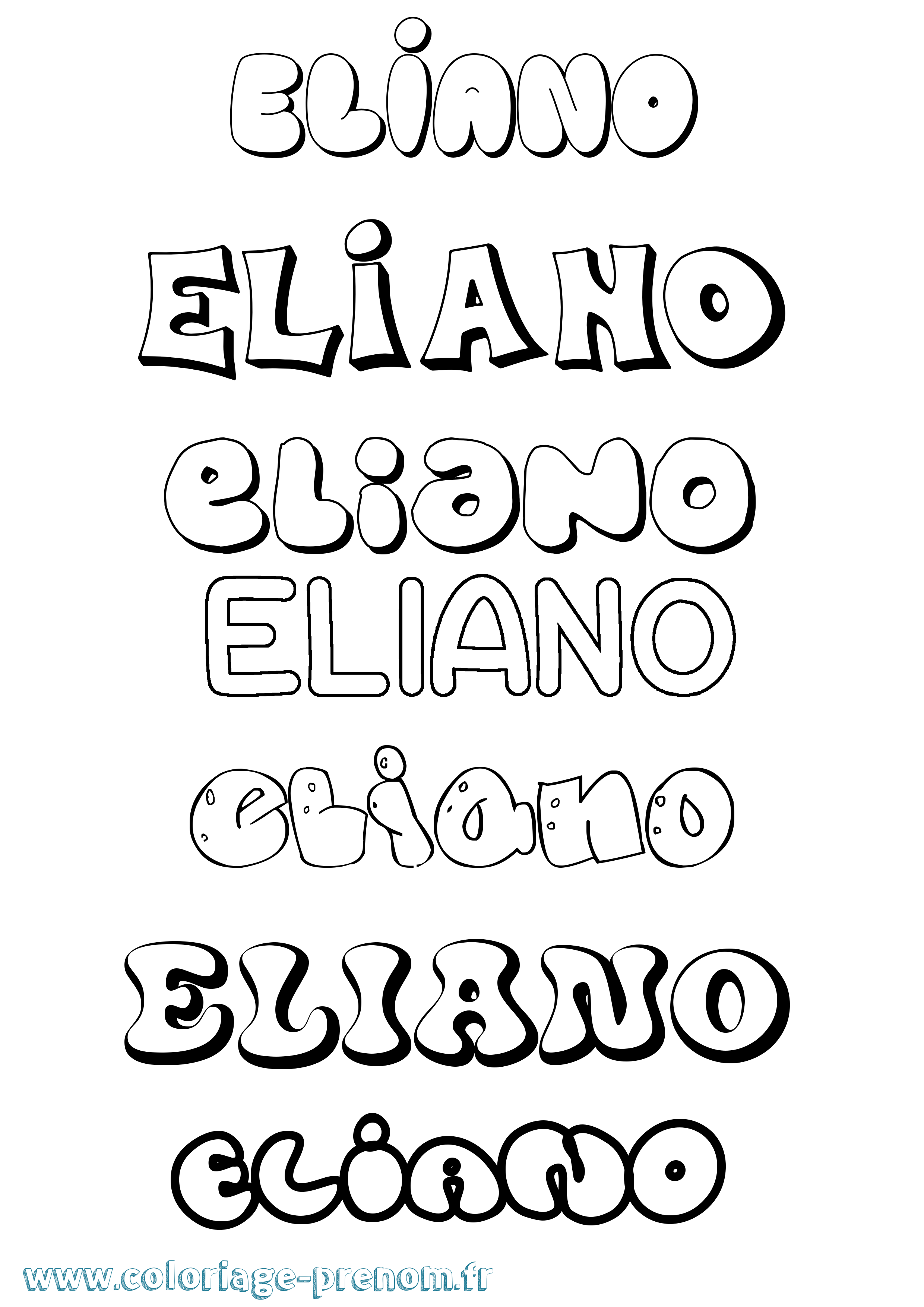 Coloriage Eliano Bubble Coloriage prénom Eliano Bubble
