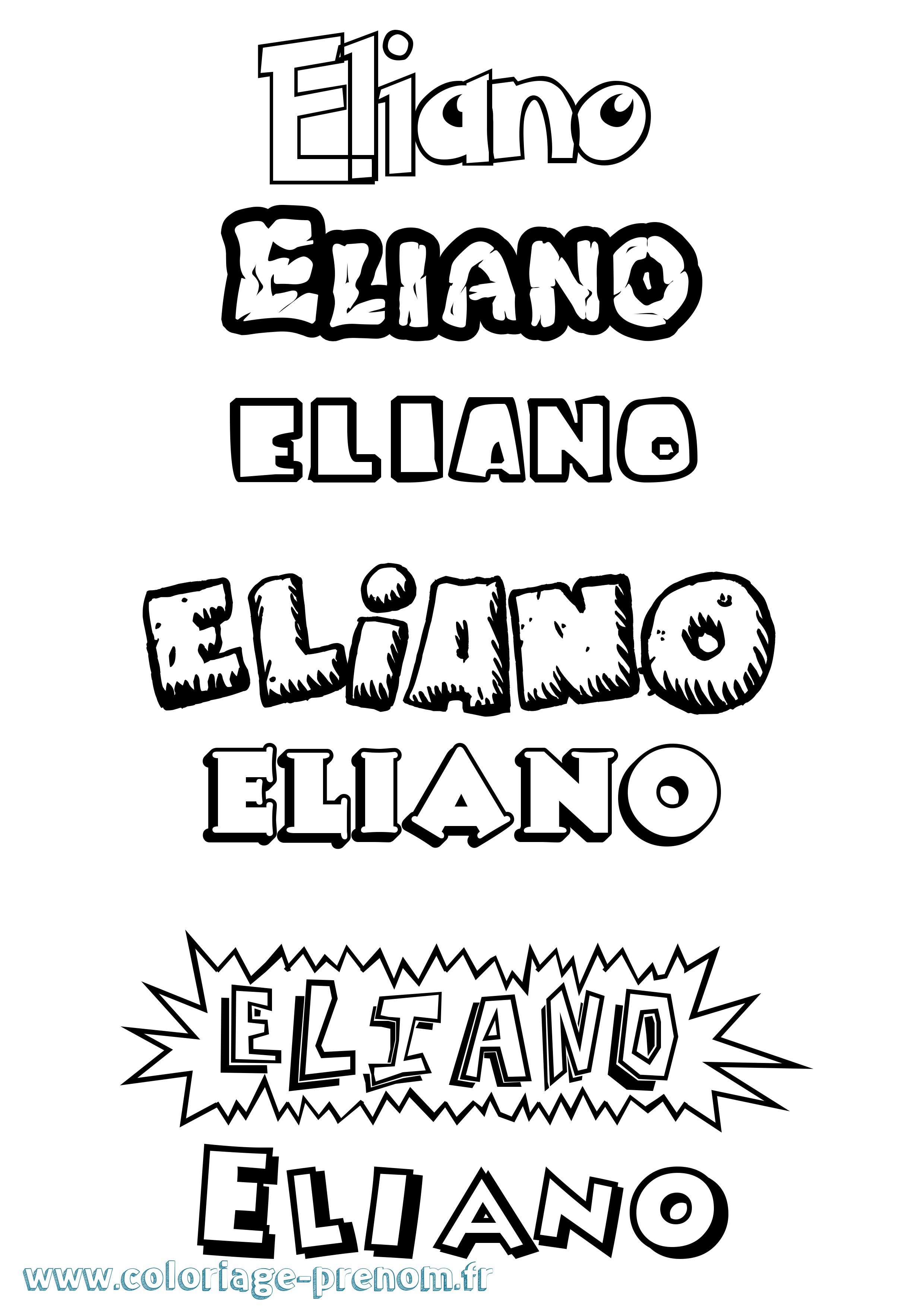 Coloriage Eliano Dessin Animé Coloriage prénom Eliano Dessin Animé