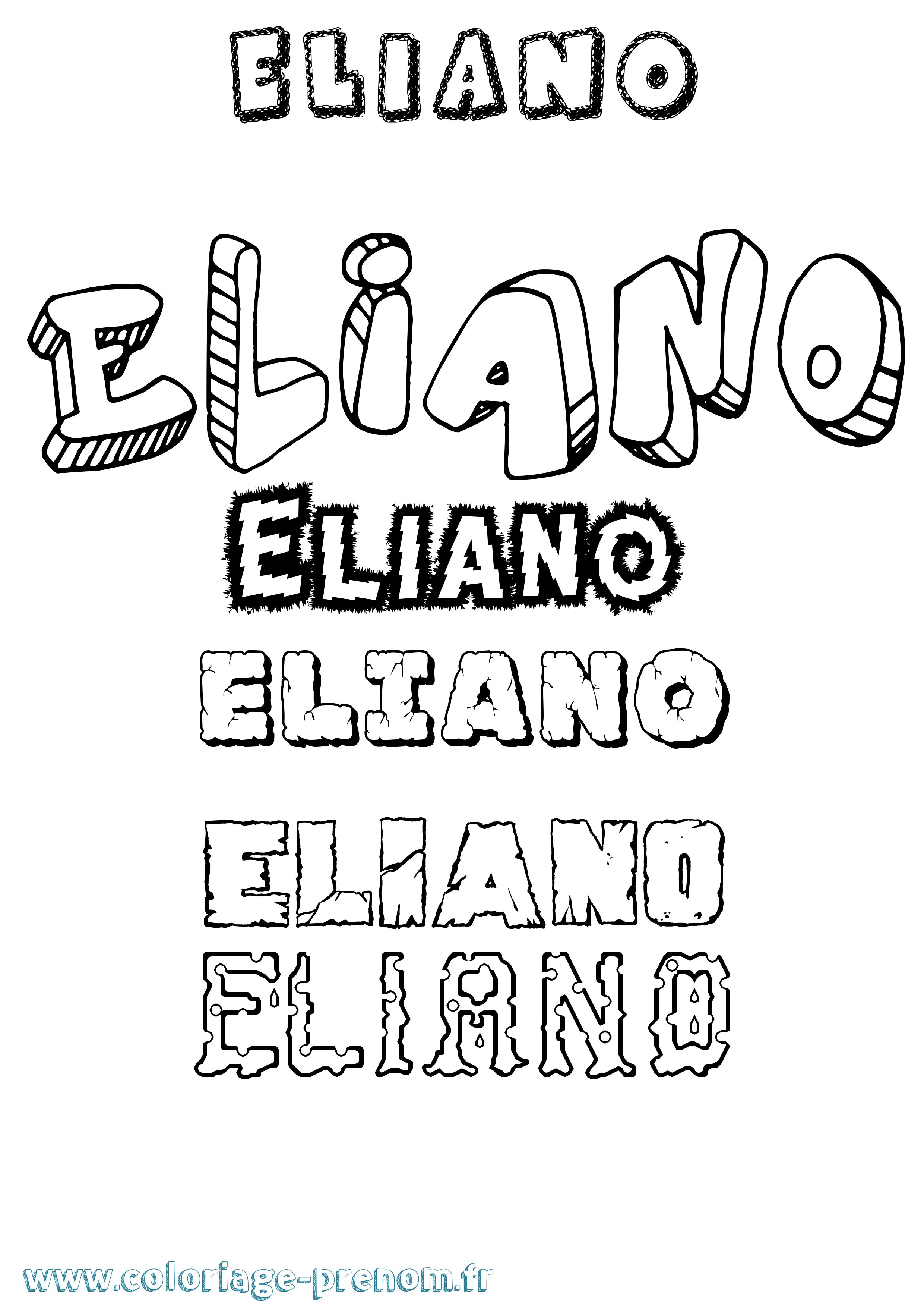 Coloriage Eliano Destructuré Coloriage prénom Eliano Destructuré