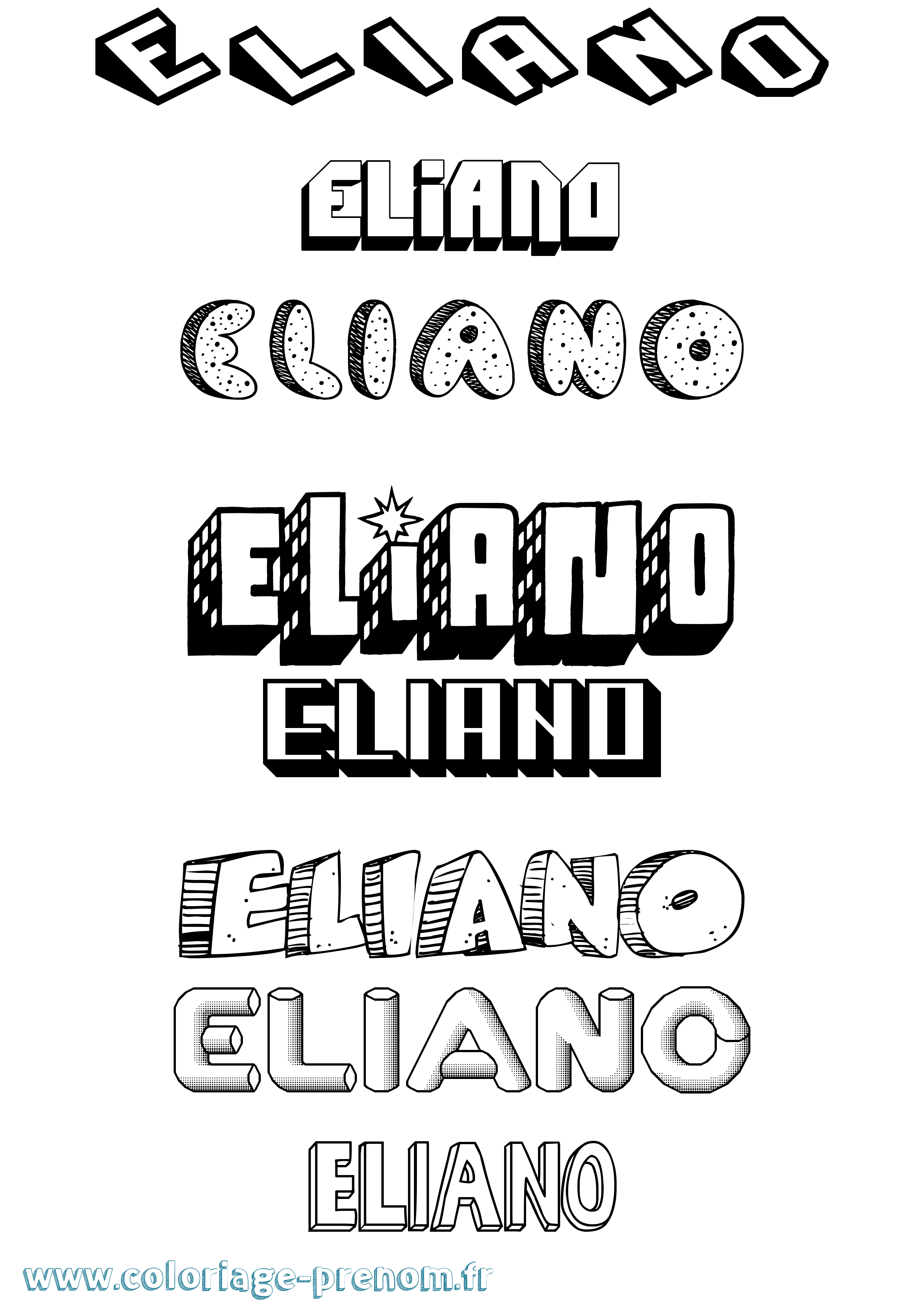 Coloriage Eliano Effet 3D Coloriage prénom Eliano Effet 3D