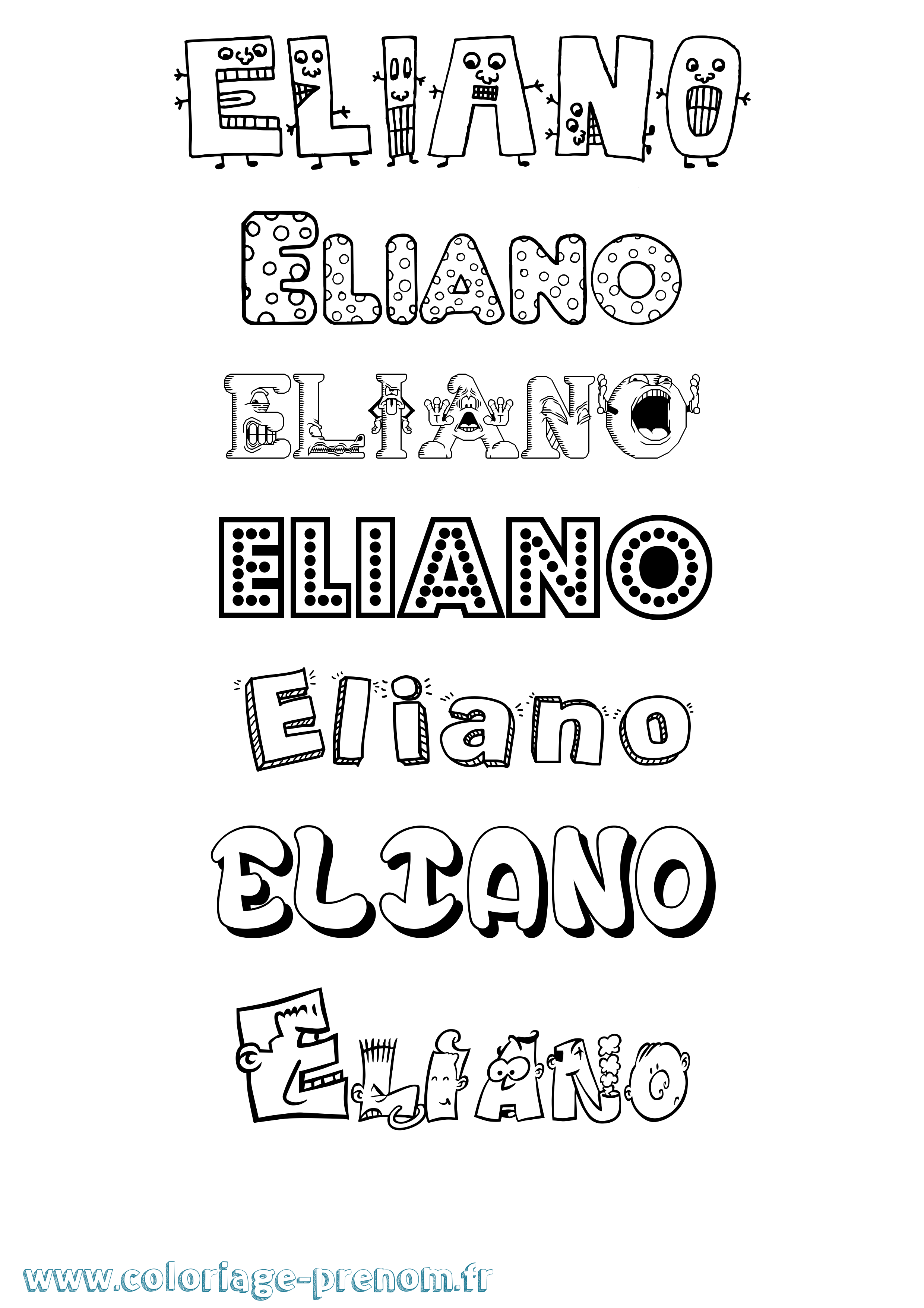 Coloriage Eliano Fun Coloriage prénom Eliano Fun