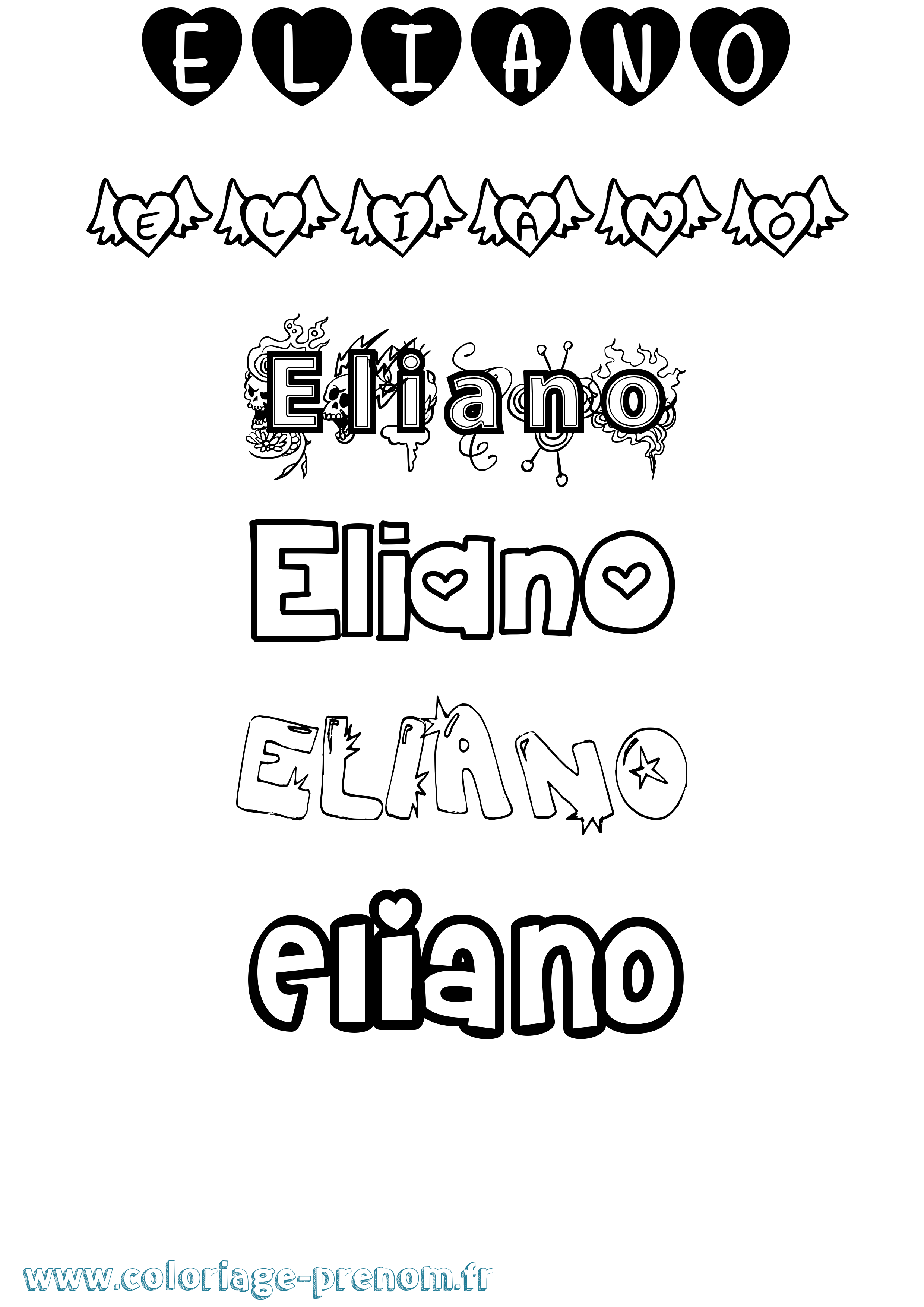 Coloriage Eliano Girly Coloriage prénom Eliano Girly