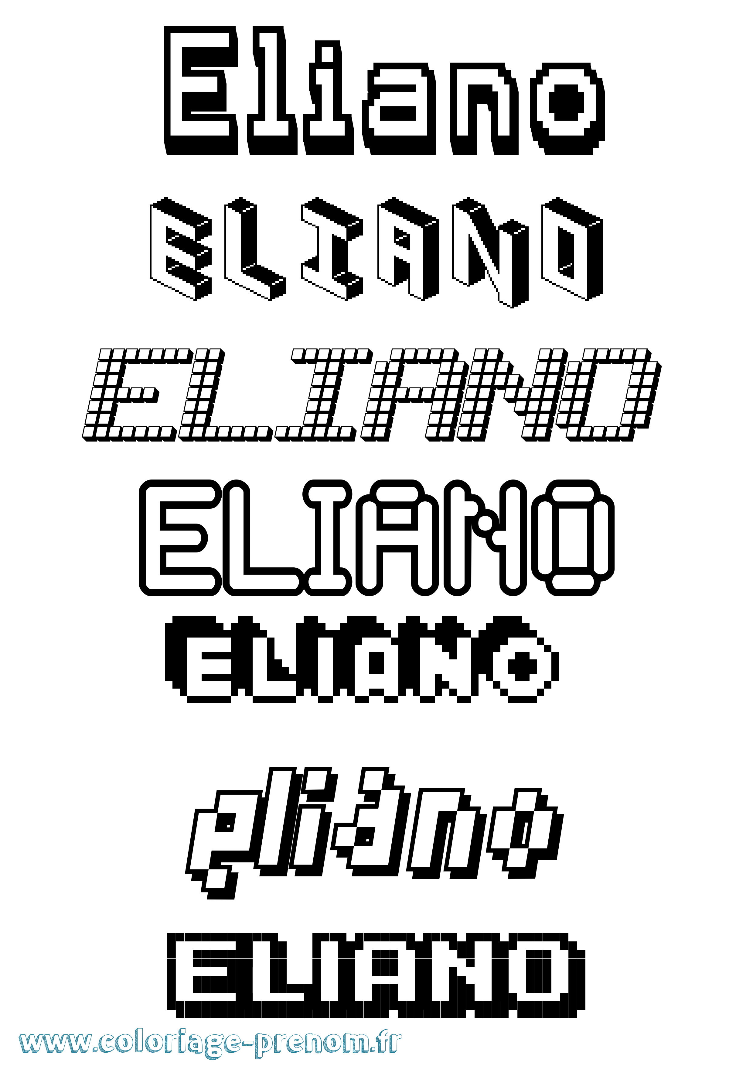 Coloriage Eliano Pixel Coloriage prénom Eliano Pixel