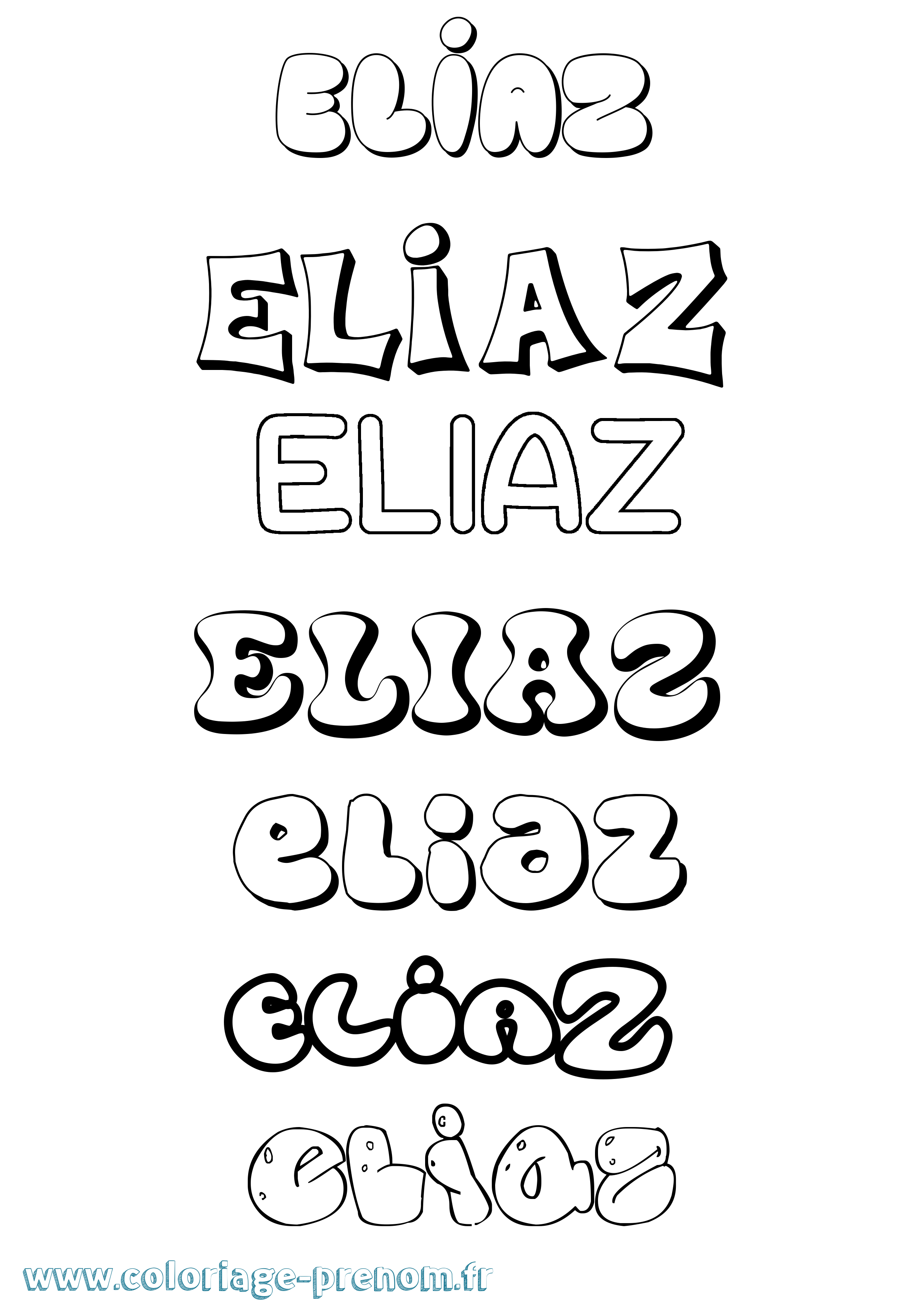 Coloriage Eliaz Bubble Coloriage prénom Eliaz Bubble