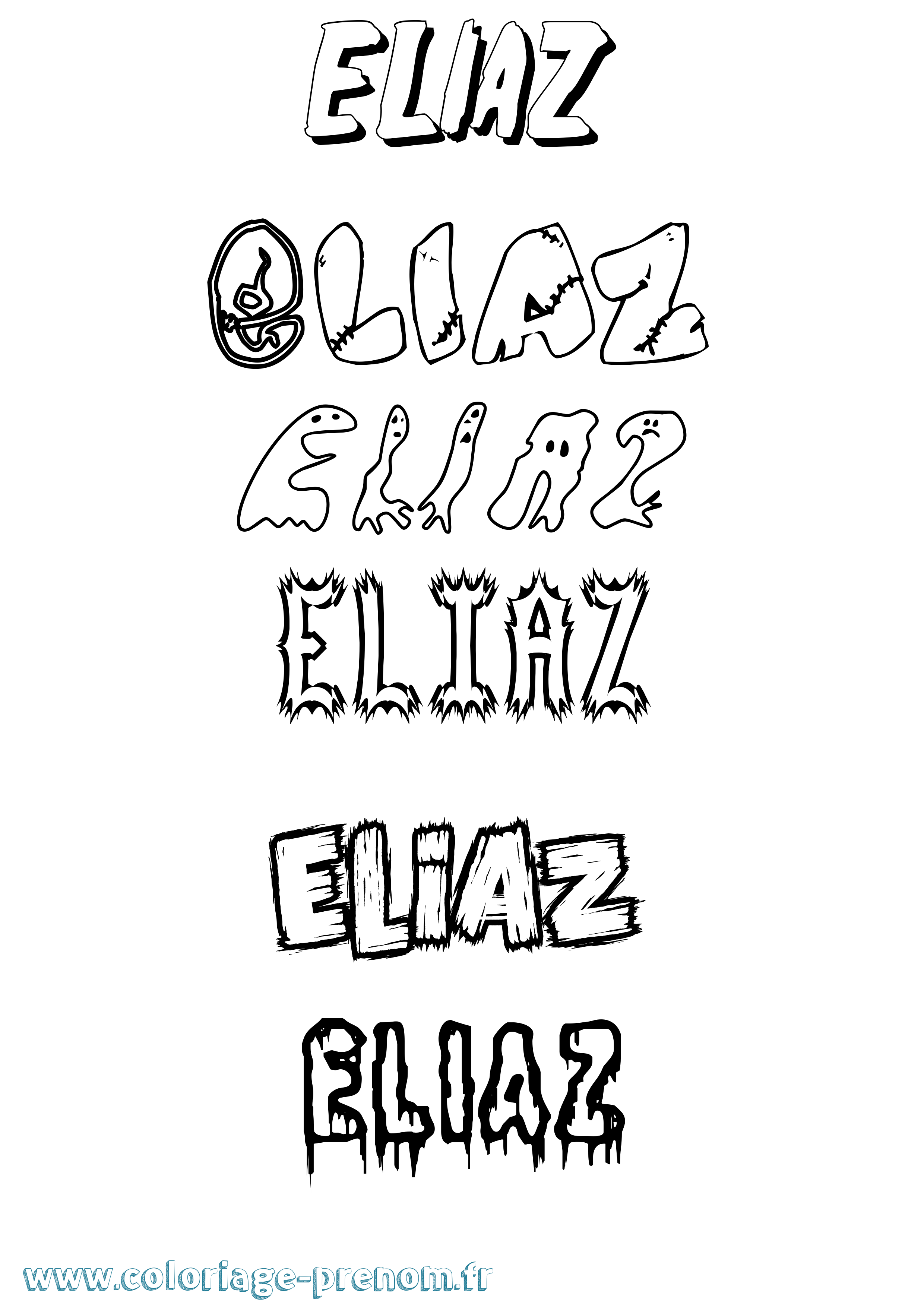 Coloriage Eliaz Frisson Coloriage prénom Eliaz Frisson