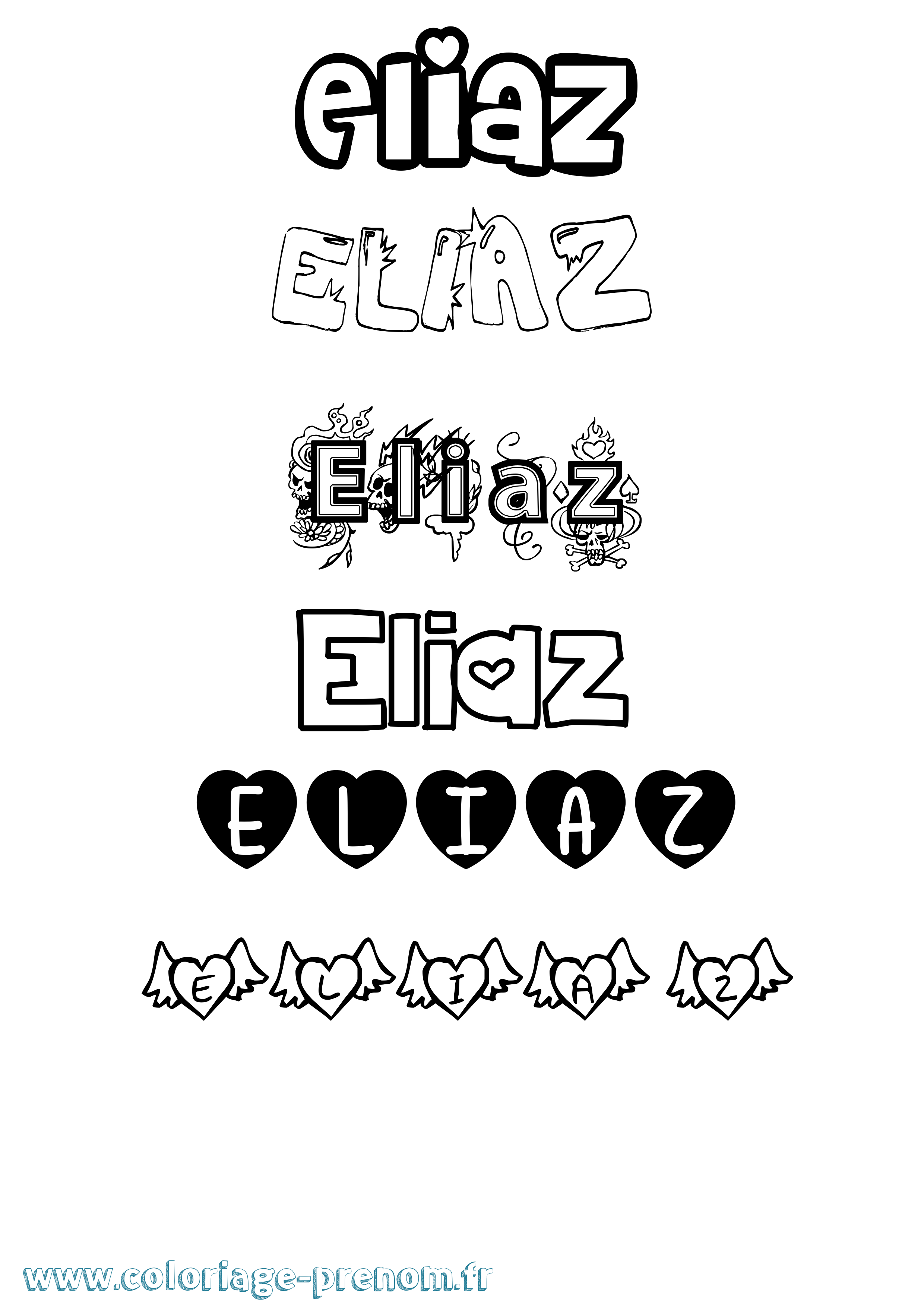 Coloriage Eliaz Girly Coloriage prénom Eliaz Girly