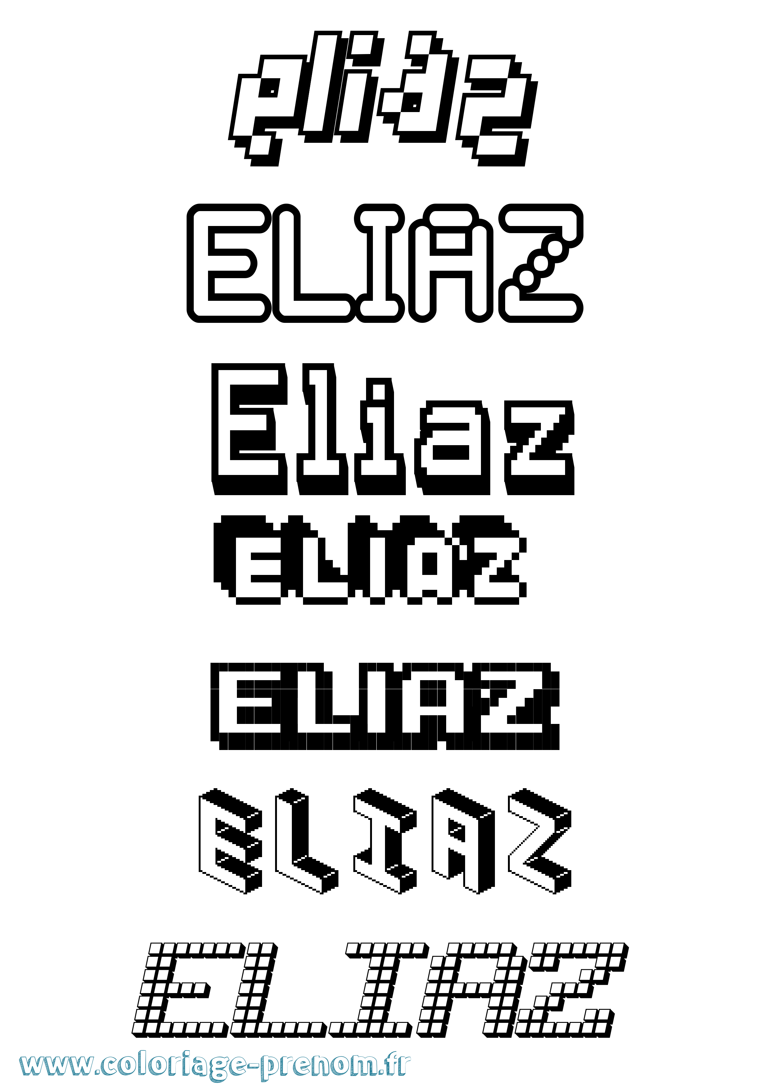 Coloriage Eliaz Pixel Coloriage prénom Eliaz Pixel