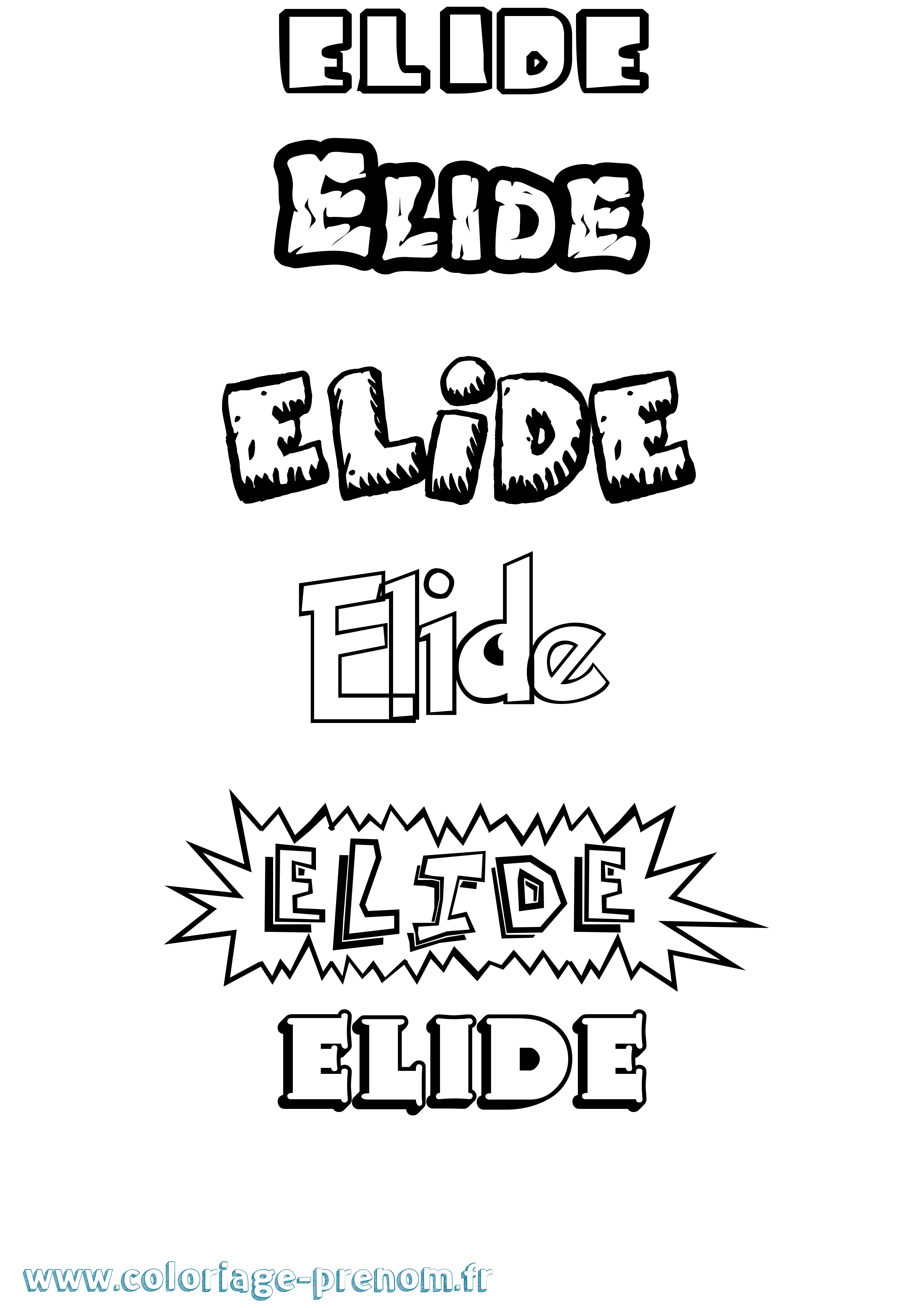 Coloriage Elide Dessin Animé Coloriage prénom Elide Dessin Animé
