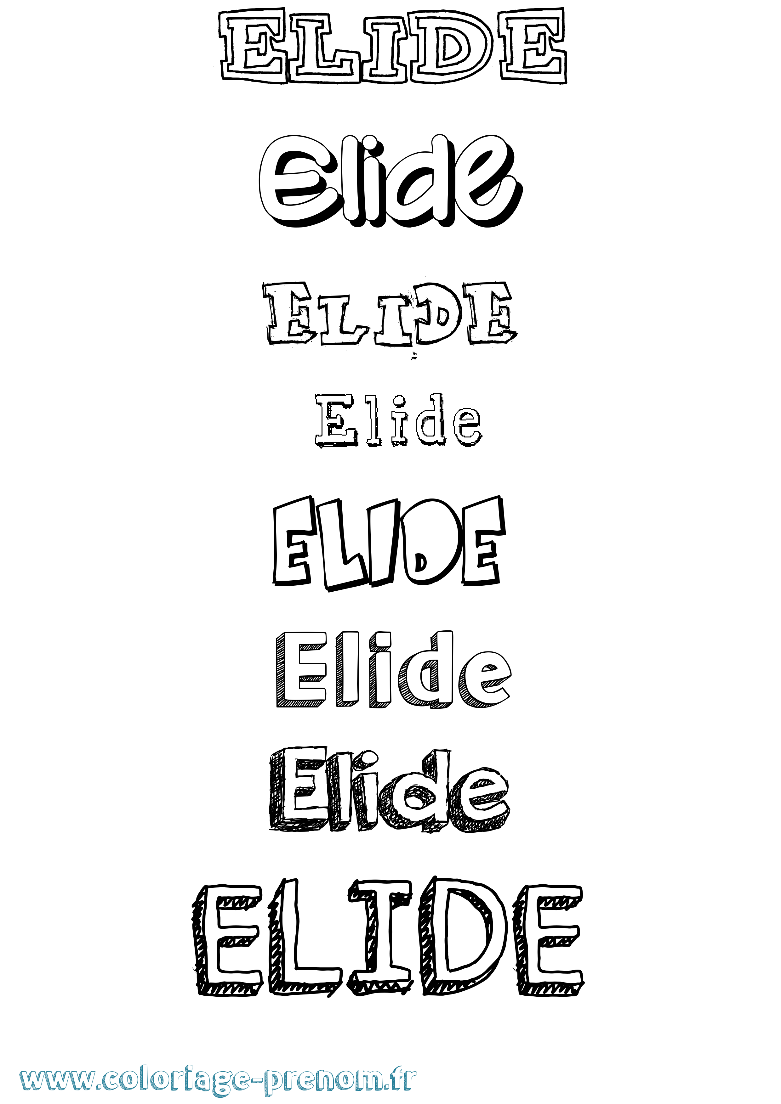 Coloriage Elide Dessiné Coloriage prénom Elide Dessiné