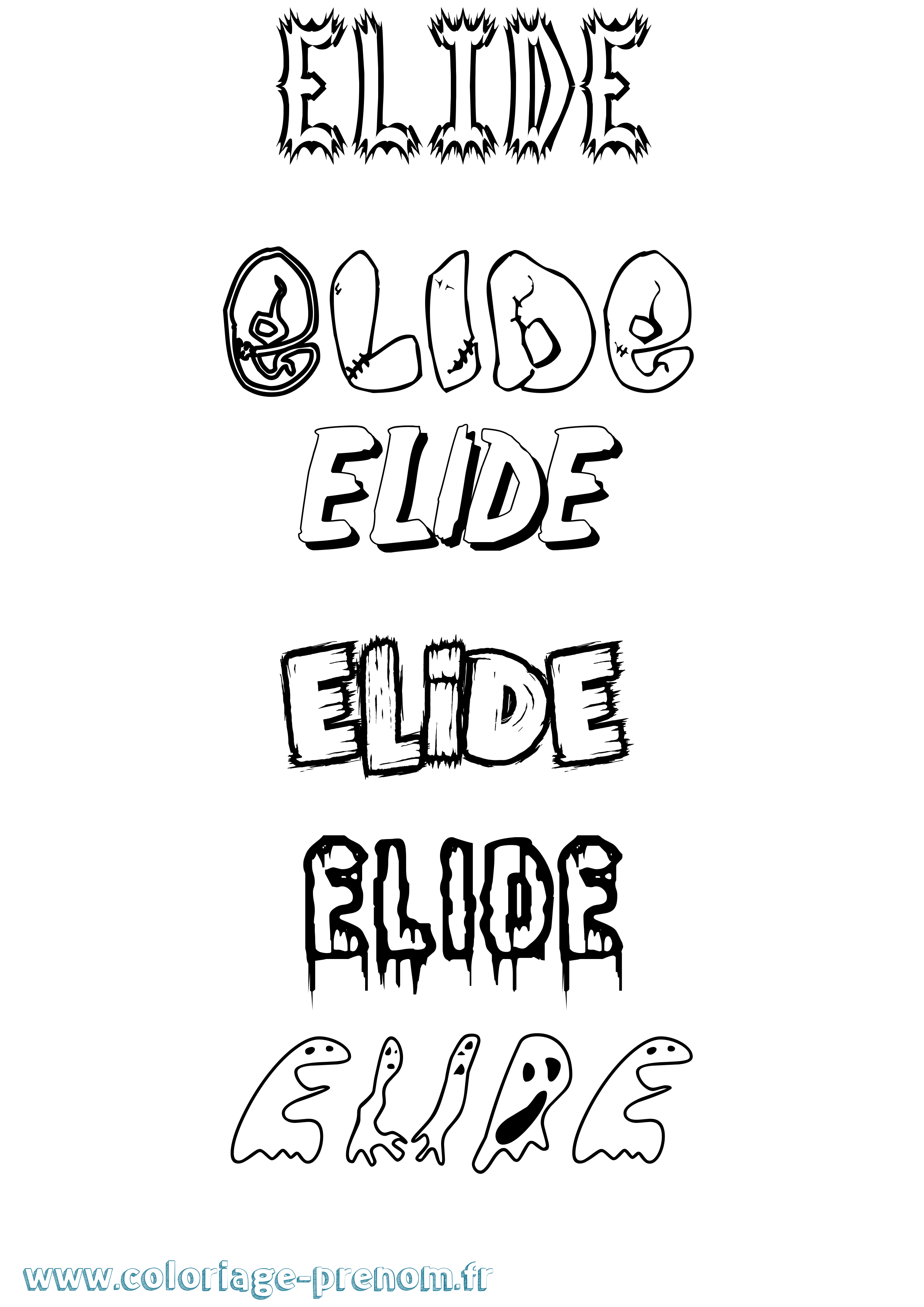 Coloriage Elide Frisson Coloriage prénom Elide Frisson