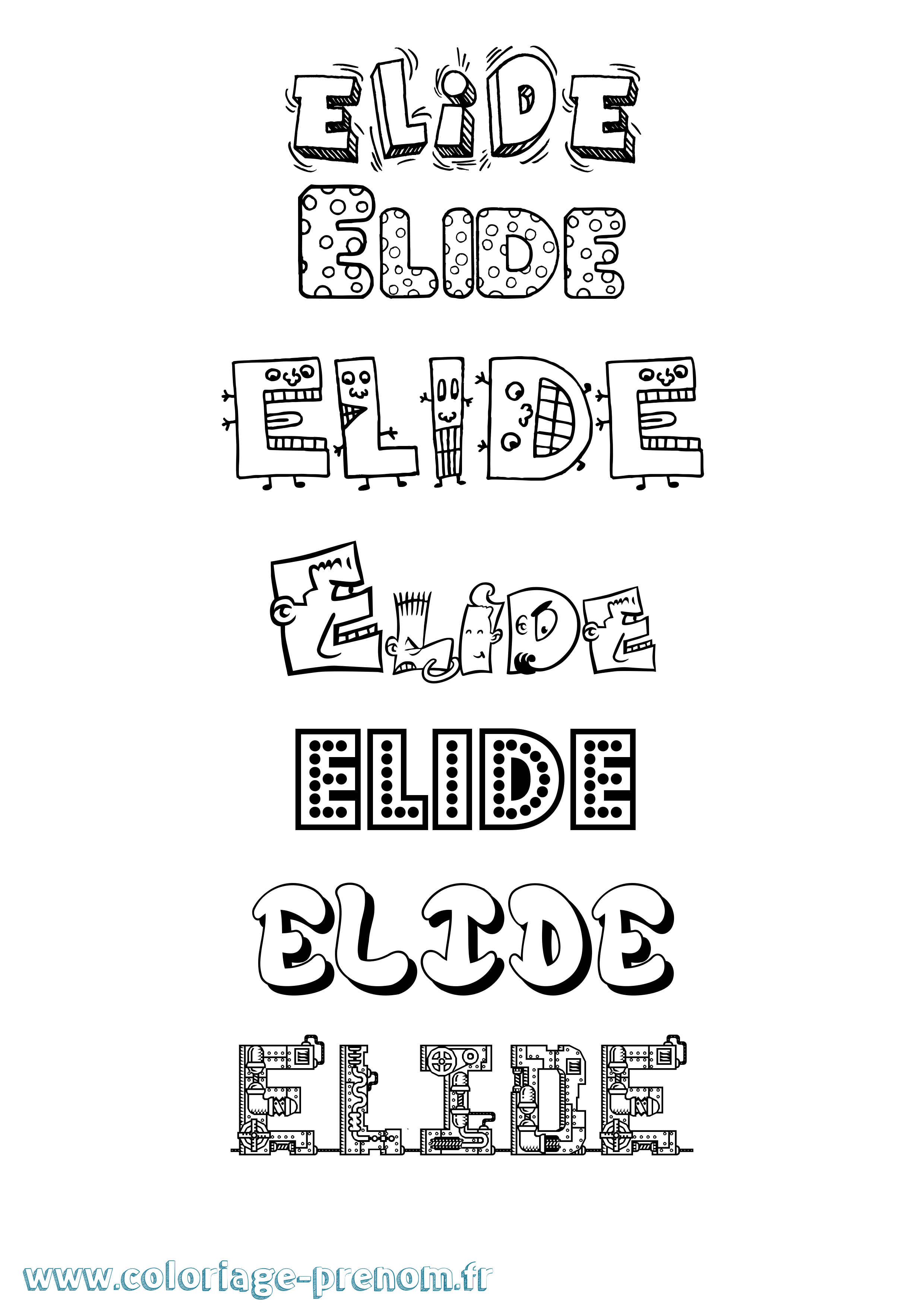 Coloriage Elide Fun Coloriage prénom Elide Fun