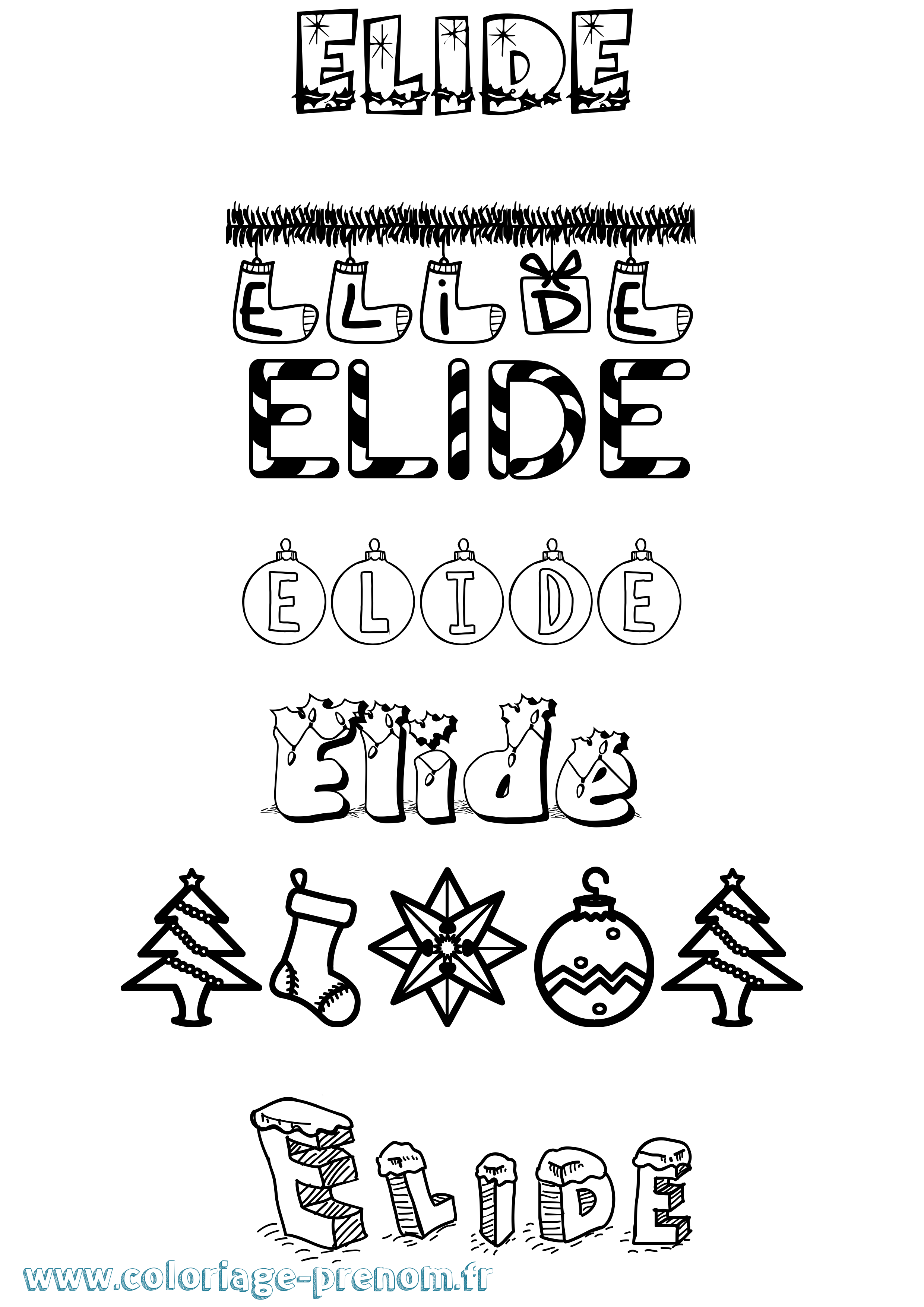 Coloriage Elide Noël Coloriage prénom Elide Noël