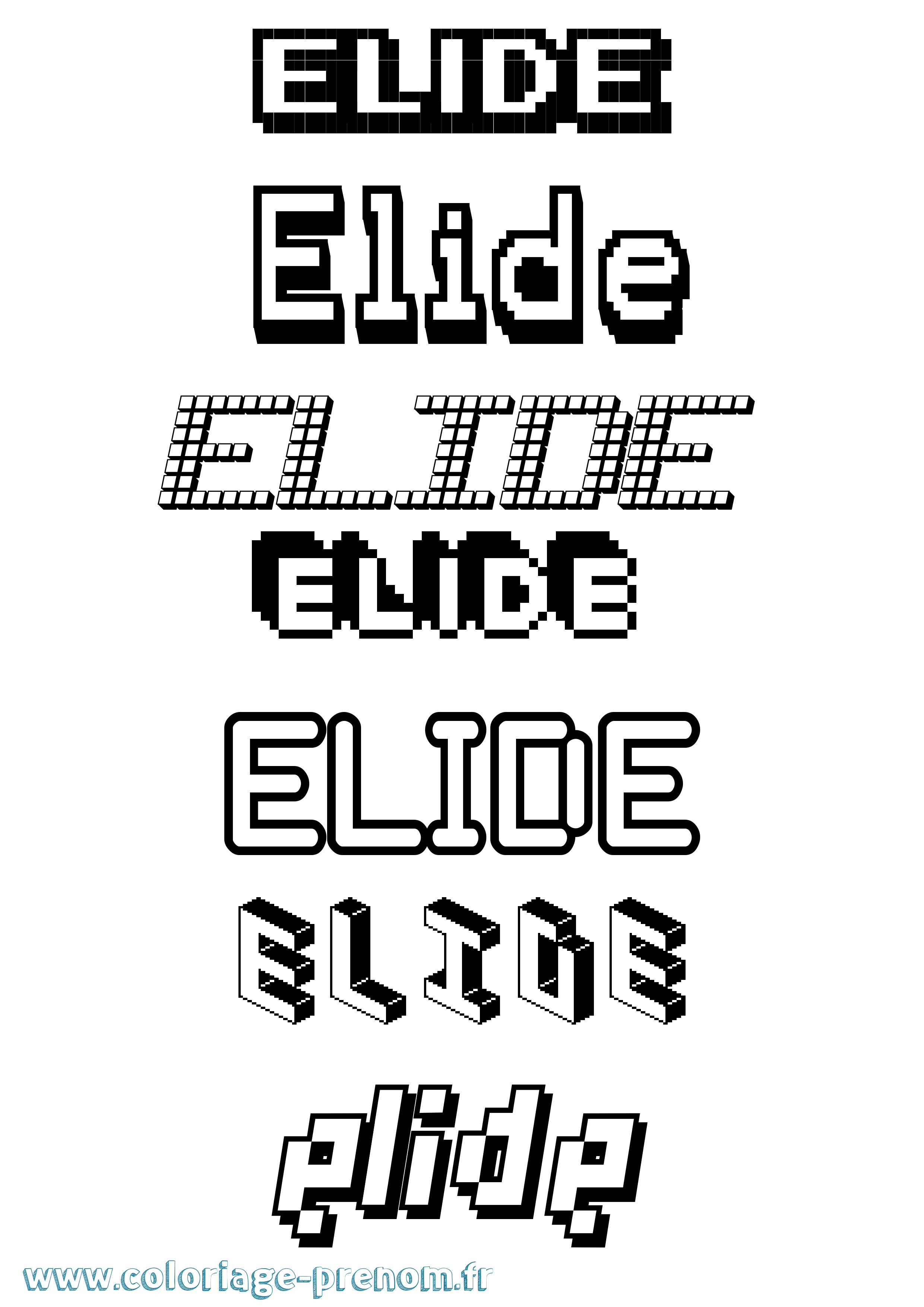Coloriage Elide Pixel Coloriage prénom Elide Pixel