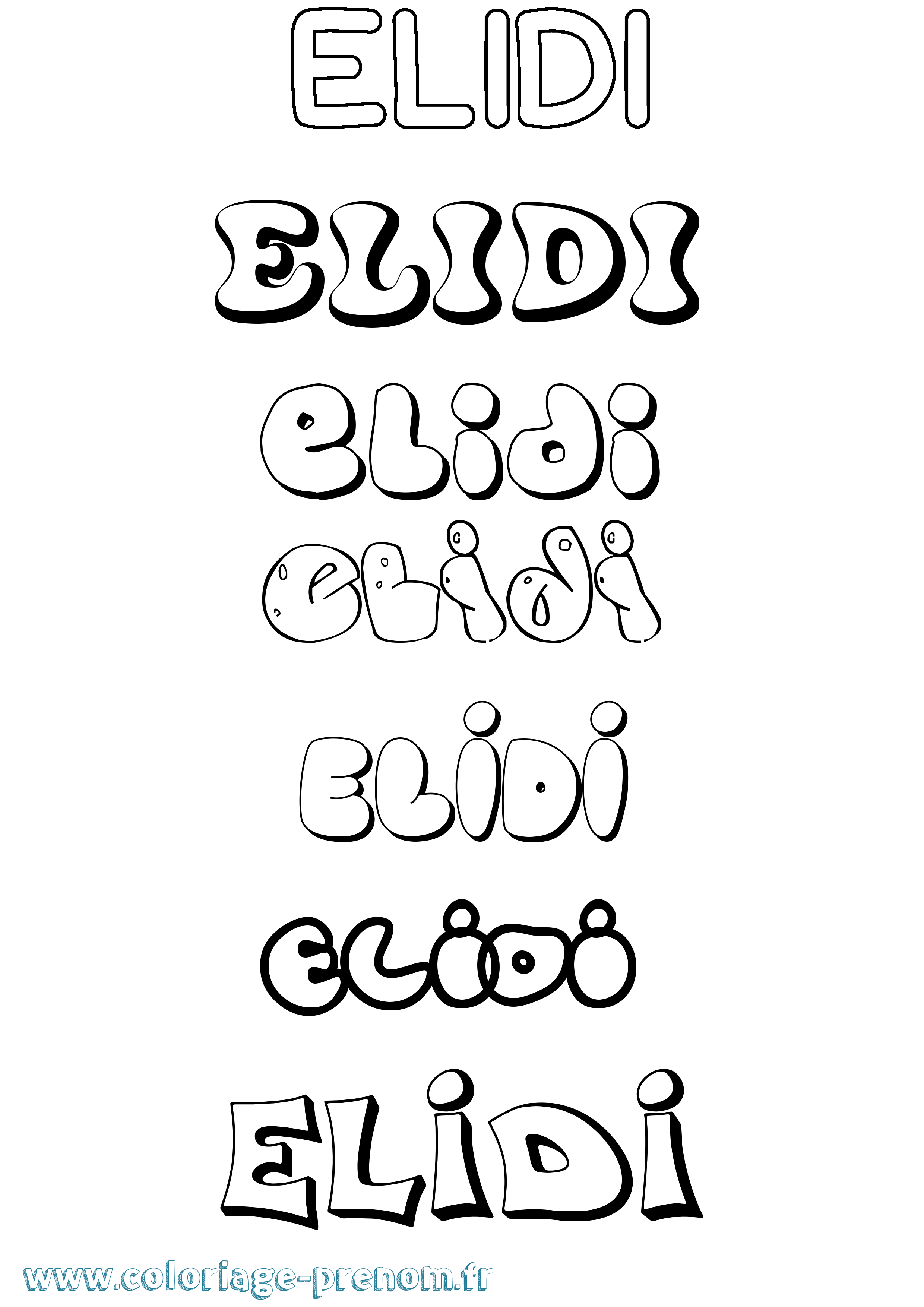 Coloriage Elidi Bubble Coloriage prénom Elidi Bubble
