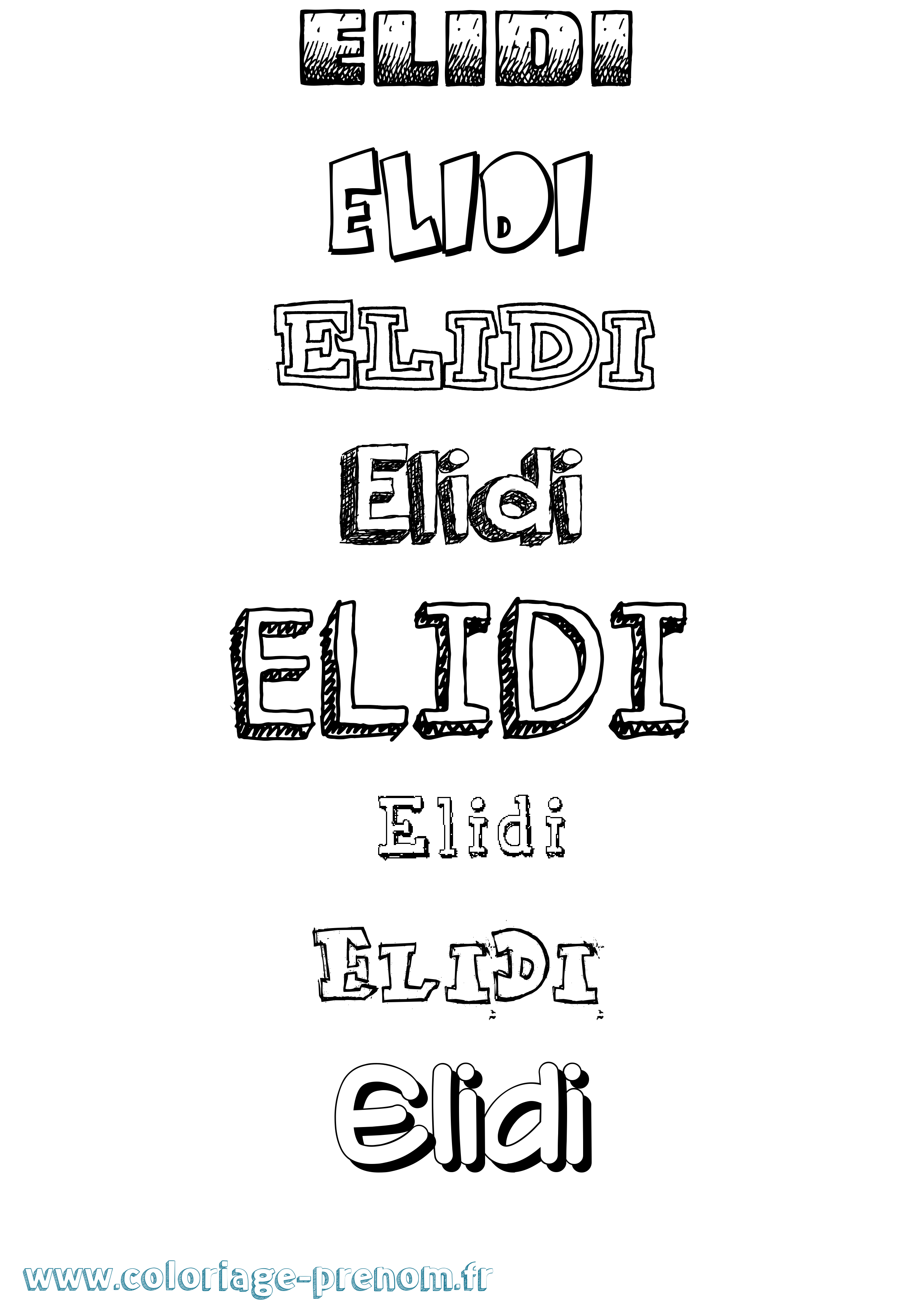 Coloriage Elidi Dessiné Coloriage prénom Elidi Dessiné