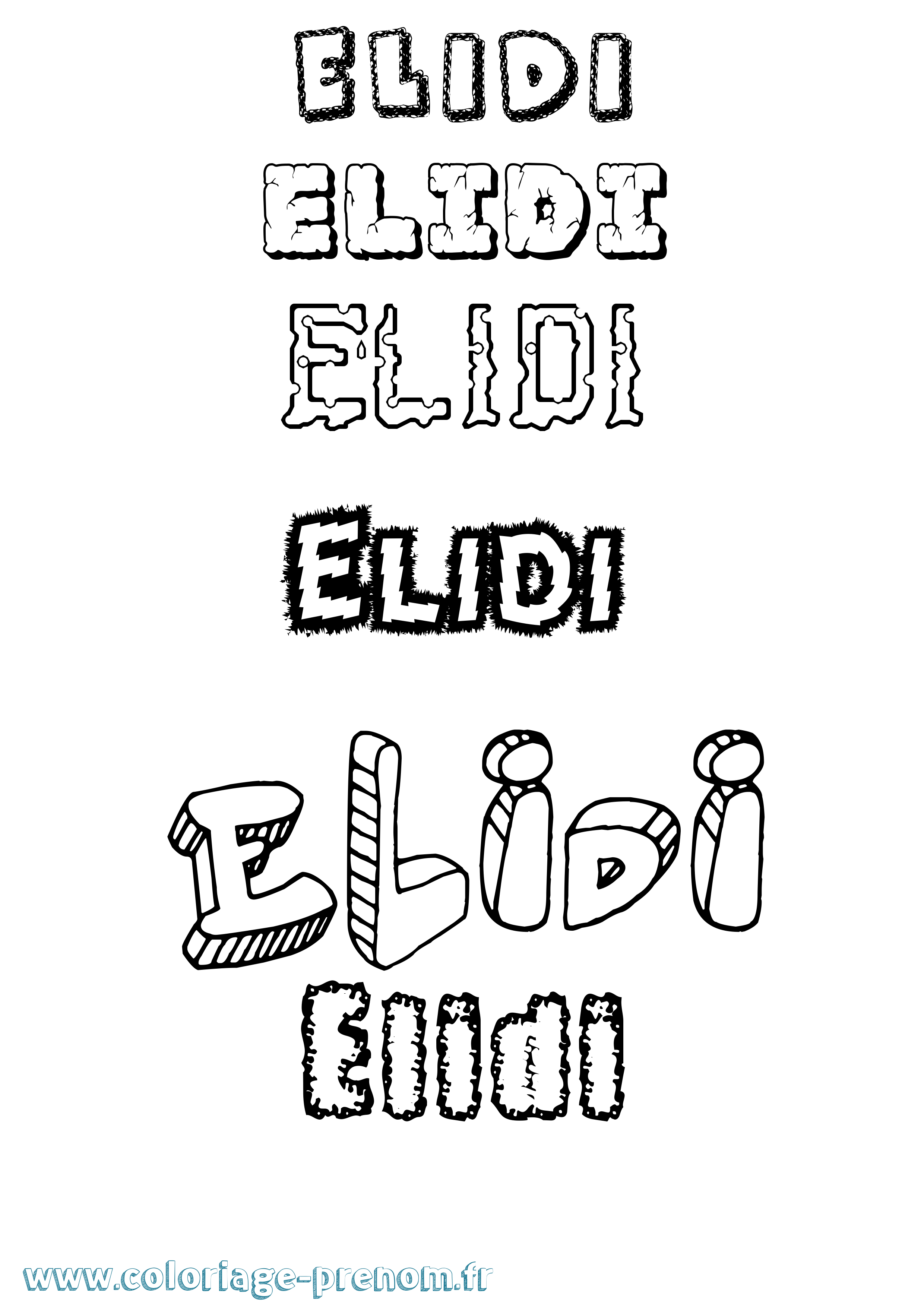 Coloriage Elidi Destructuré Coloriage prénom Elidi Destructuré