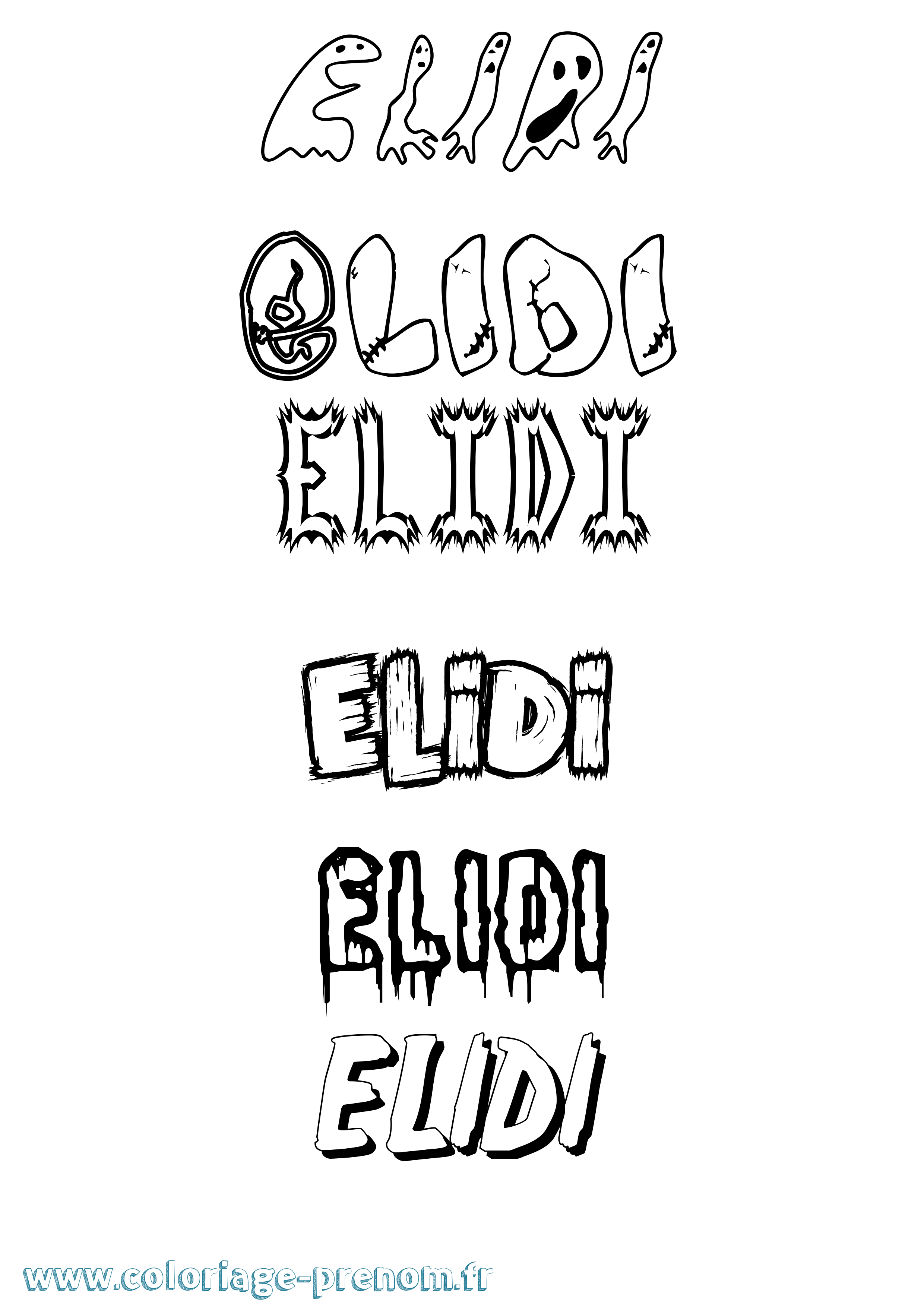Coloriage Elidi Frisson Coloriage prénom Elidi Frisson