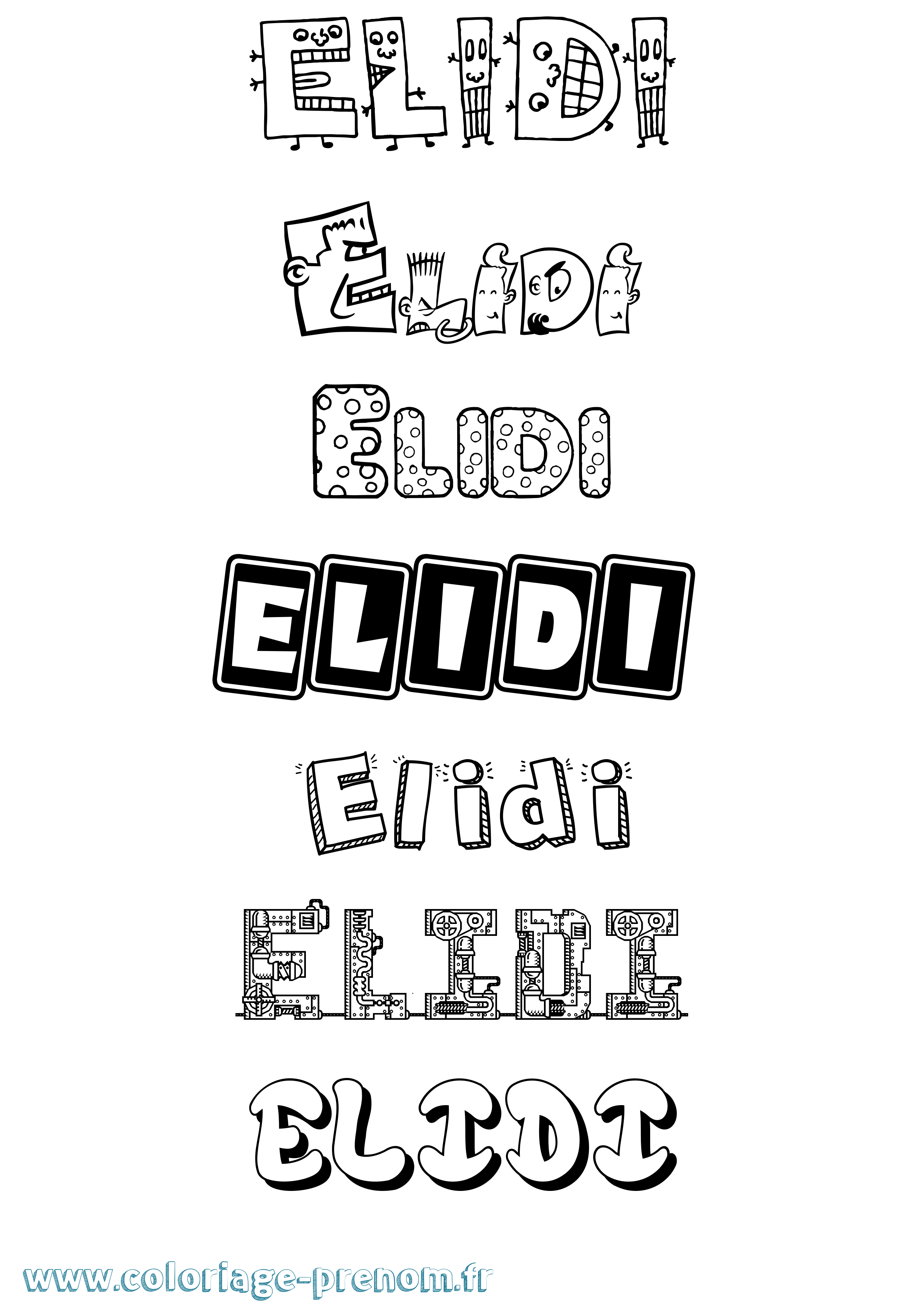 Coloriage Elidi Fun Coloriage prénom Elidi Fun