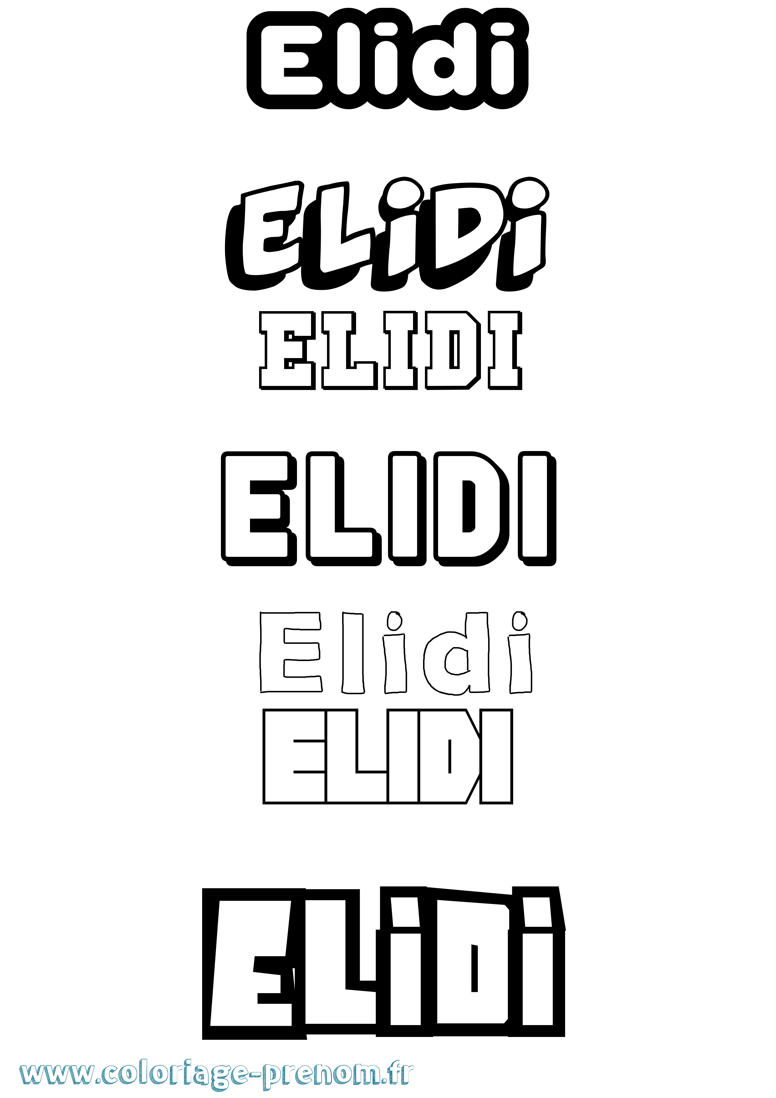 Coloriage Elidi Simple Coloriage prénom Elidi Simple