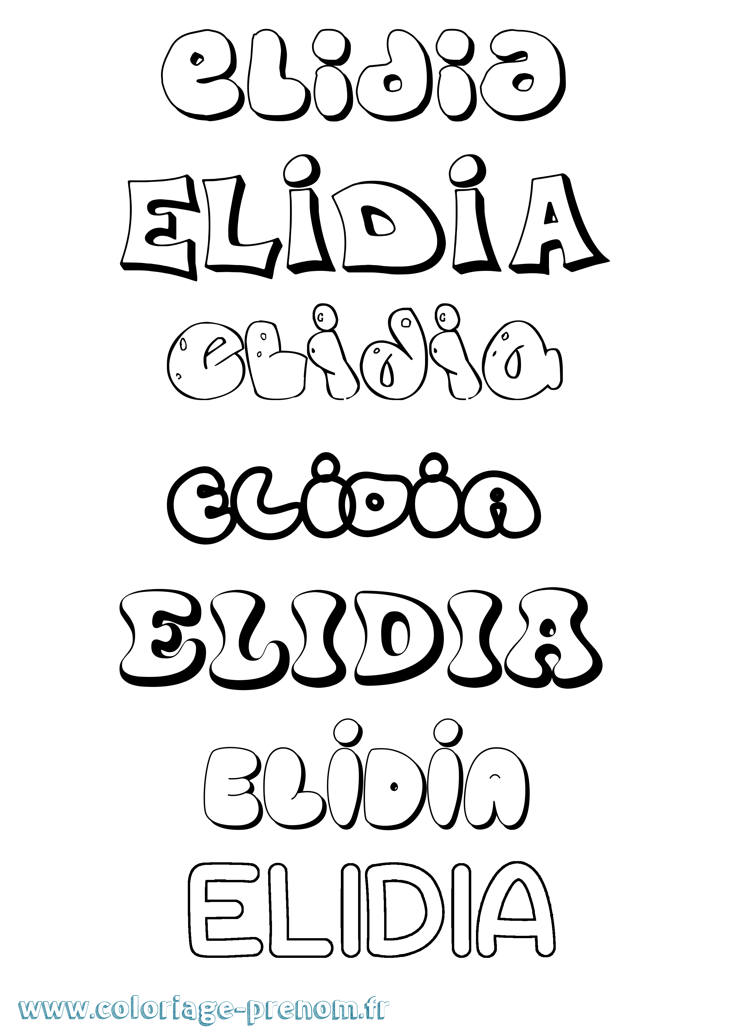 Coloriage Elidia Bubble Coloriage prénom Elidia Bubble