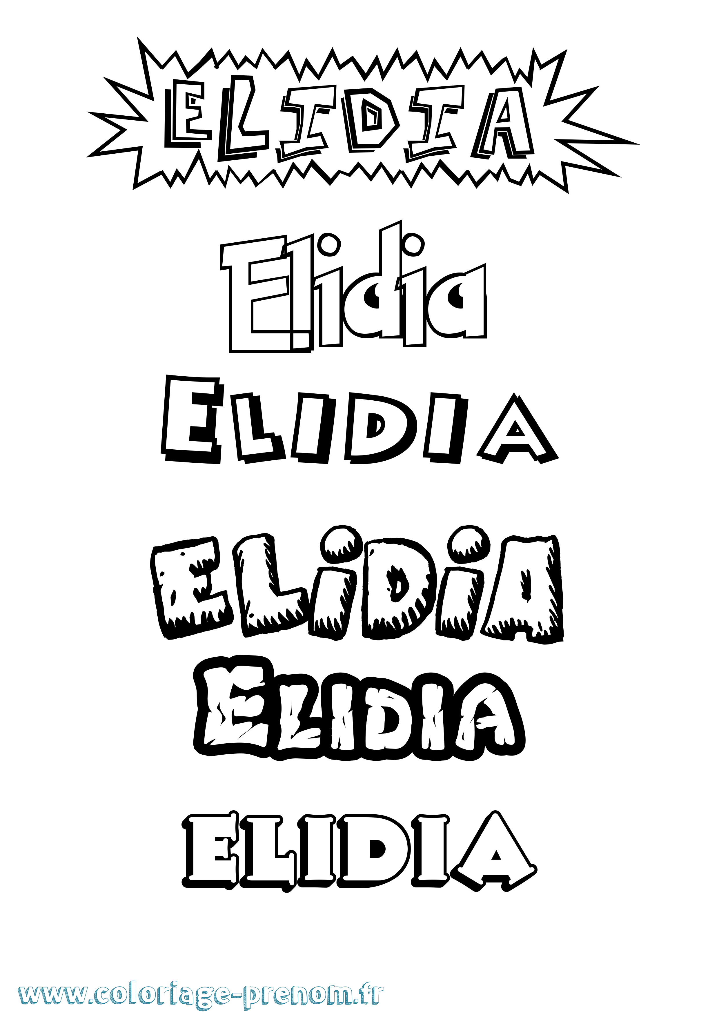 Coloriage Elidia Dessin Animé Coloriage prénom Elidia Dessin Animé