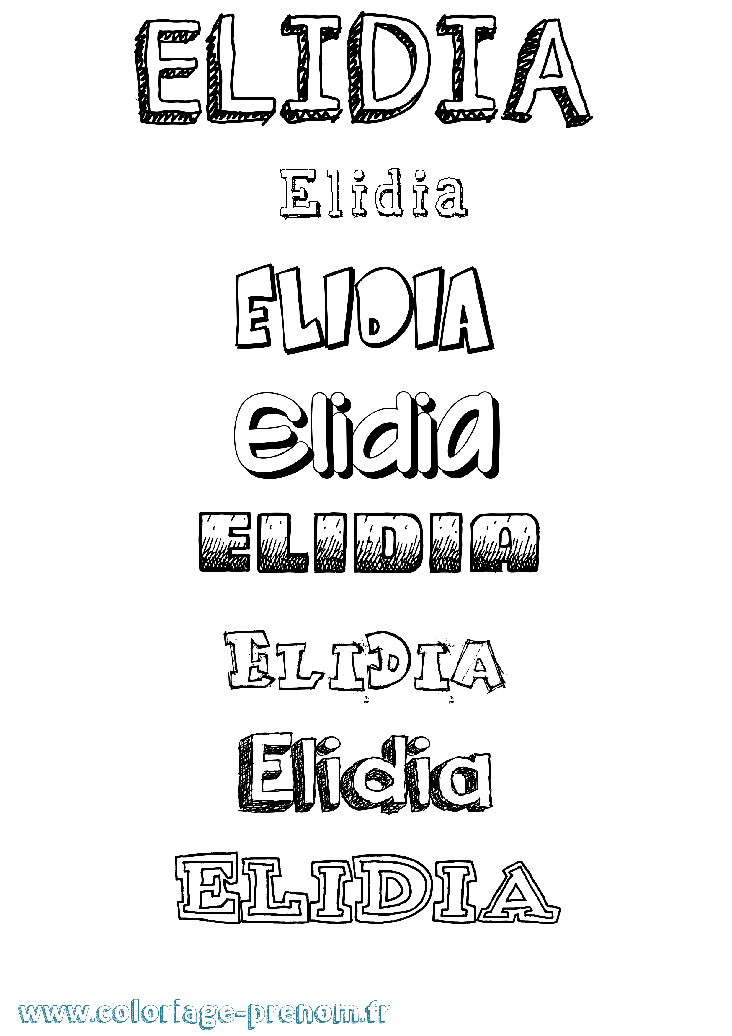Coloriage Elidia Dessiné Coloriage prénom Elidia Dessiné