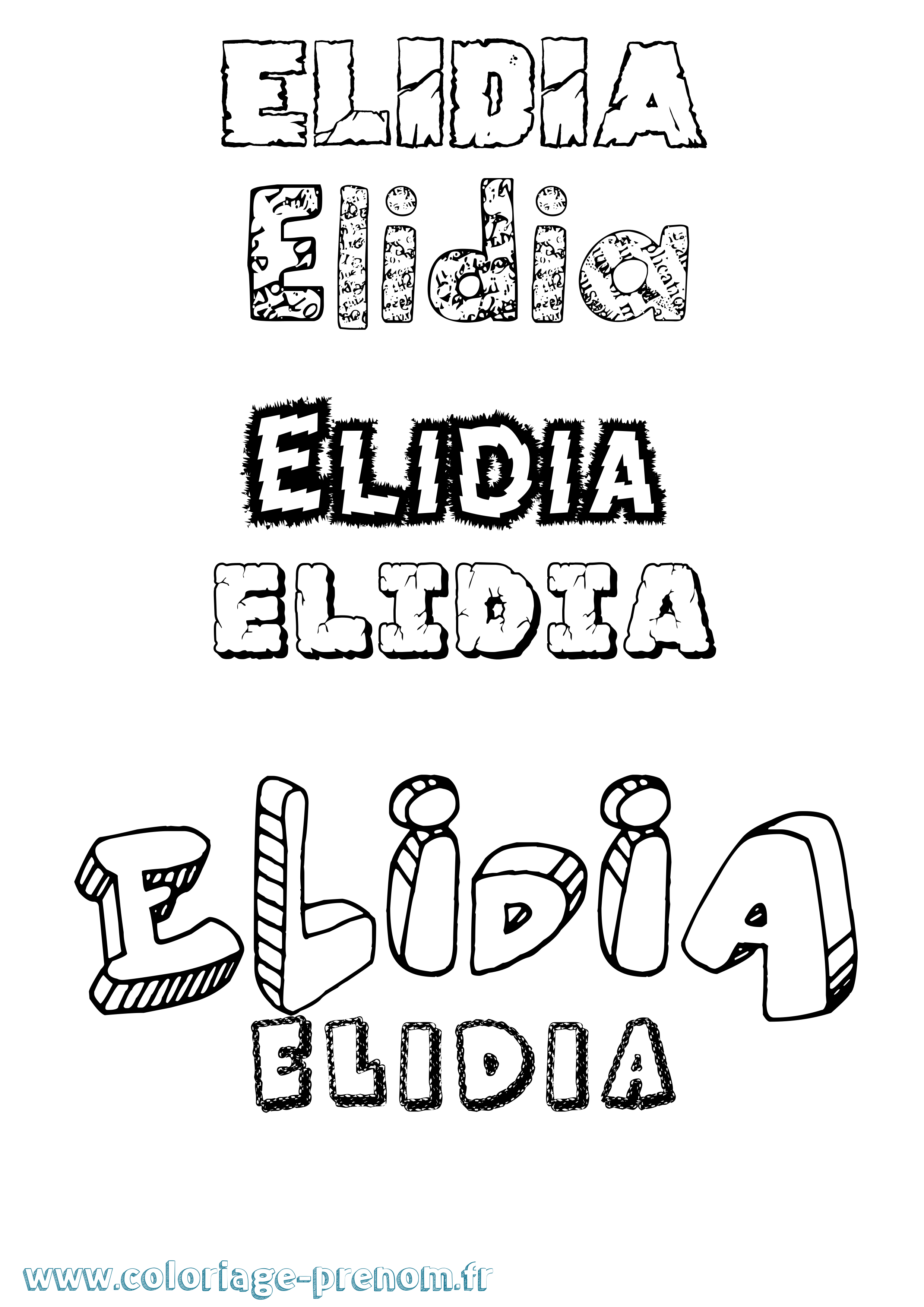 Coloriage Elidia Destructuré Coloriage prénom Elidia Destructuré