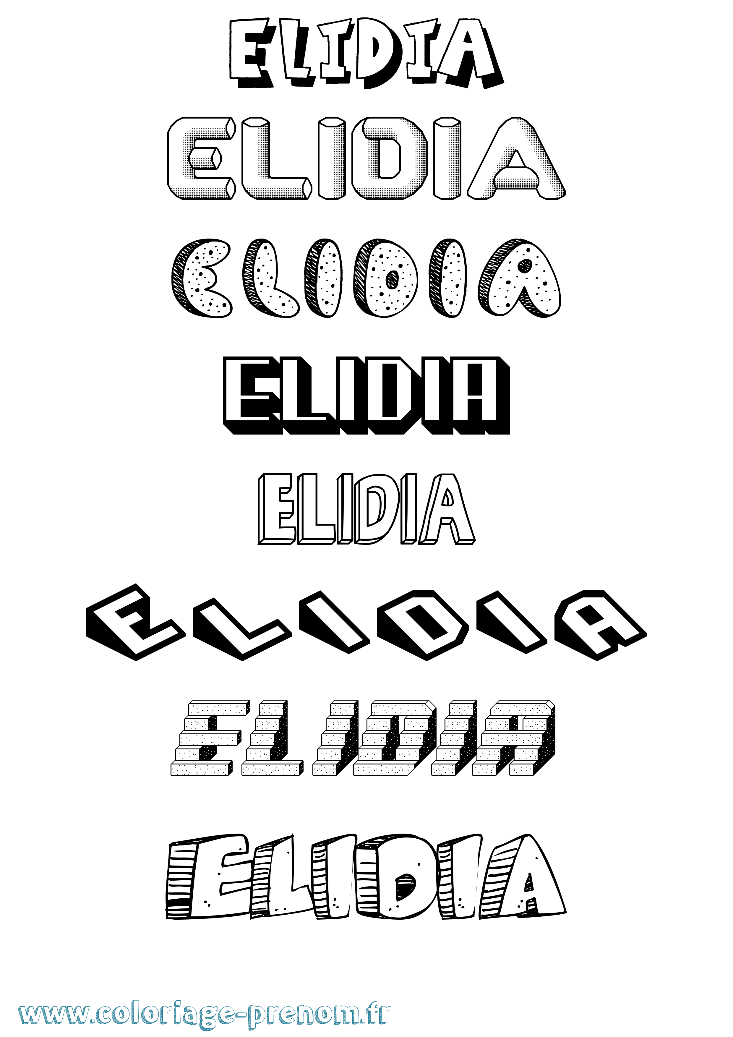 Coloriage Elidia Effet 3D Coloriage prénom Elidia Effet 3D