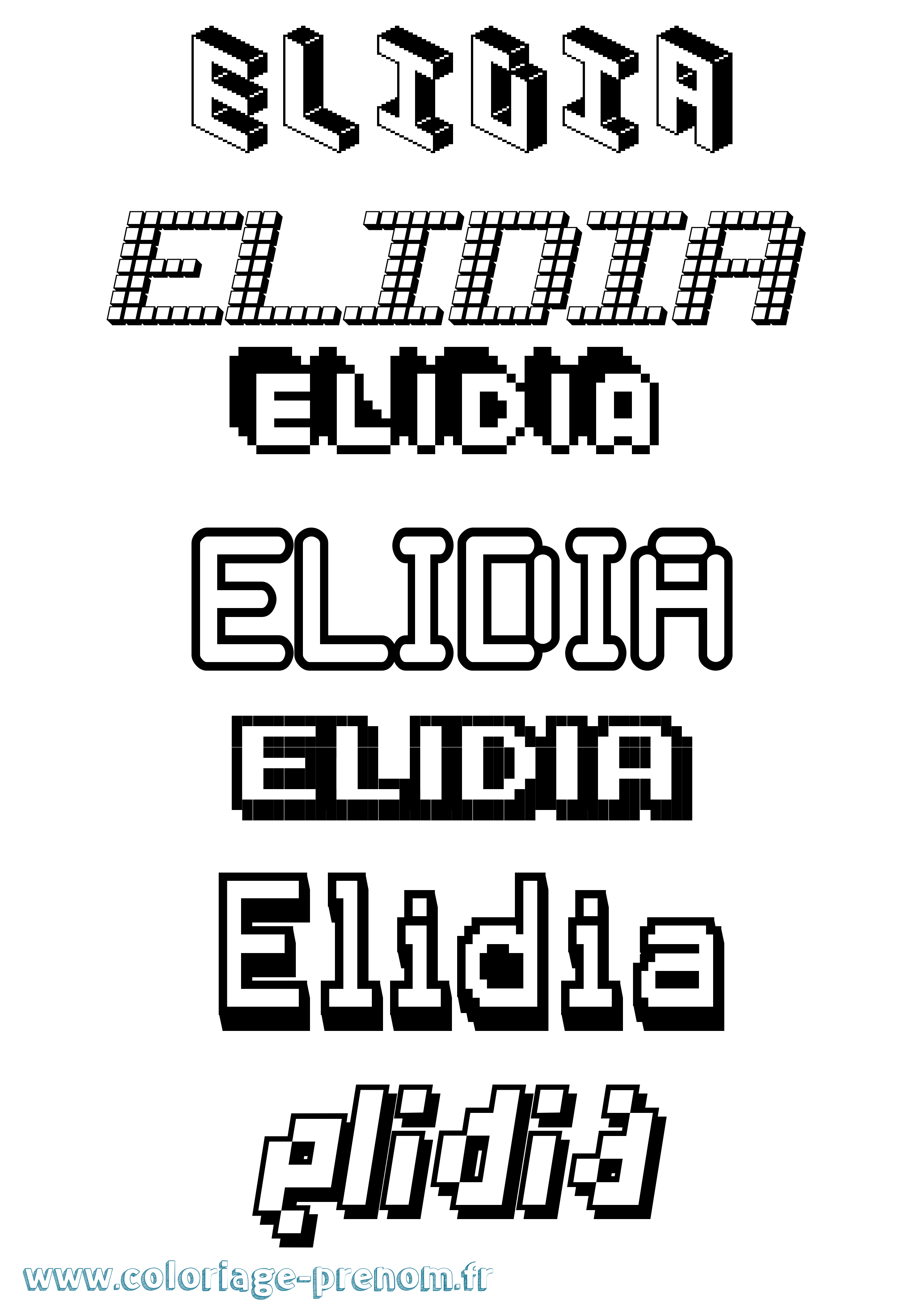 Coloriage Elidia Pixel Coloriage prénom Elidia Pixel