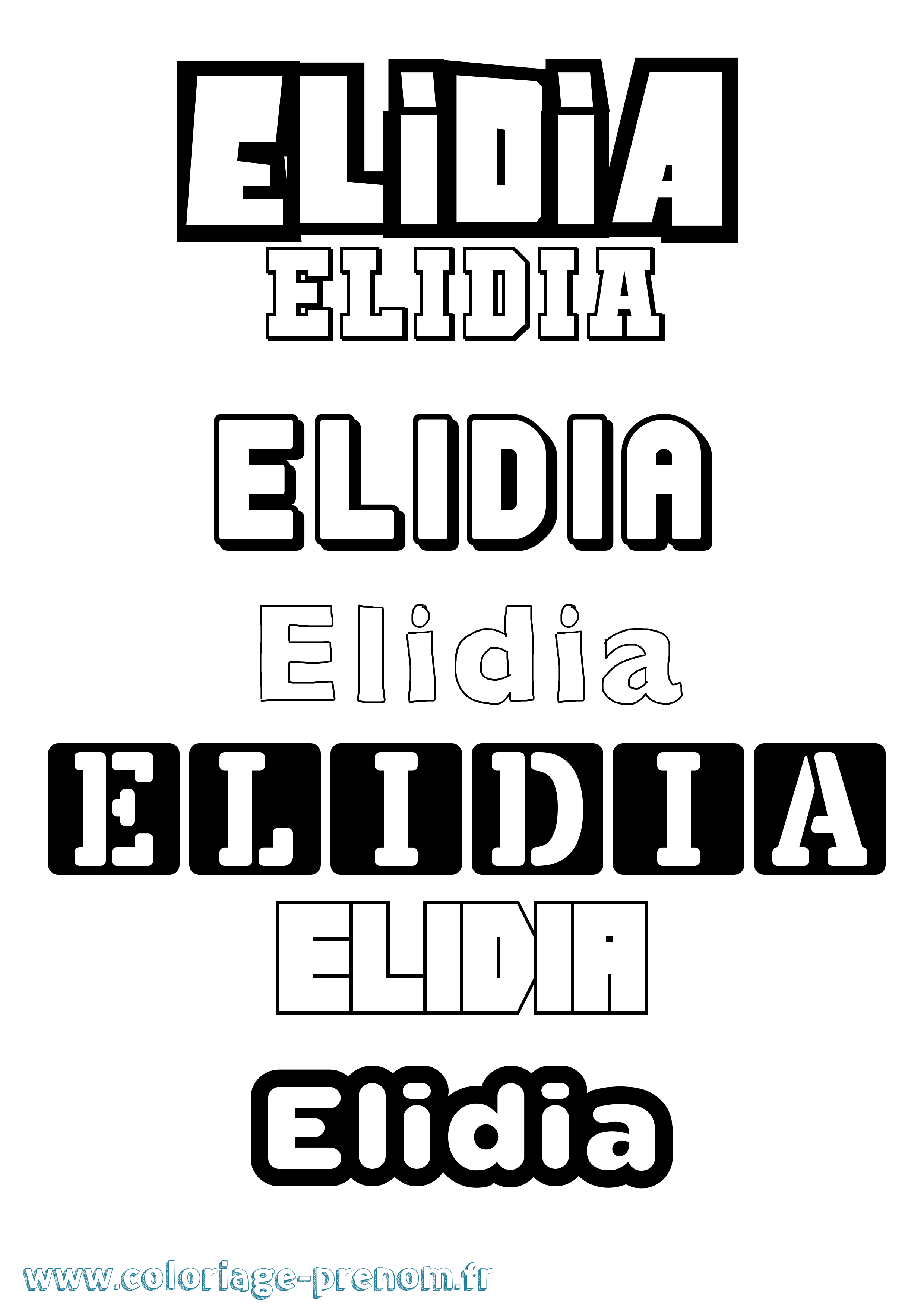 Coloriage Elidia Simple Coloriage prénom Elidia Simple