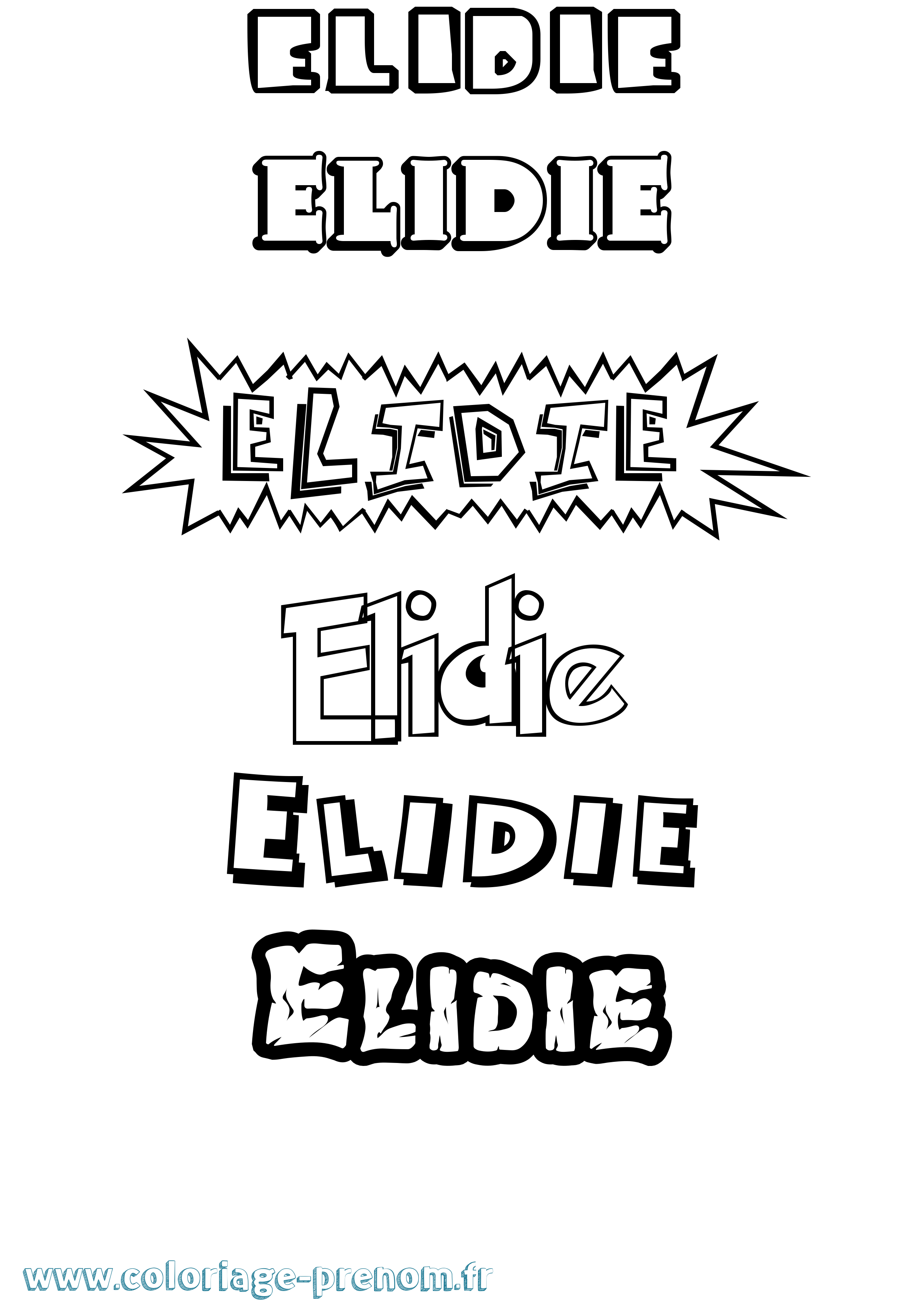 Coloriage Elidie Dessin Animé Coloriage prénom Elidie Dessin Animé