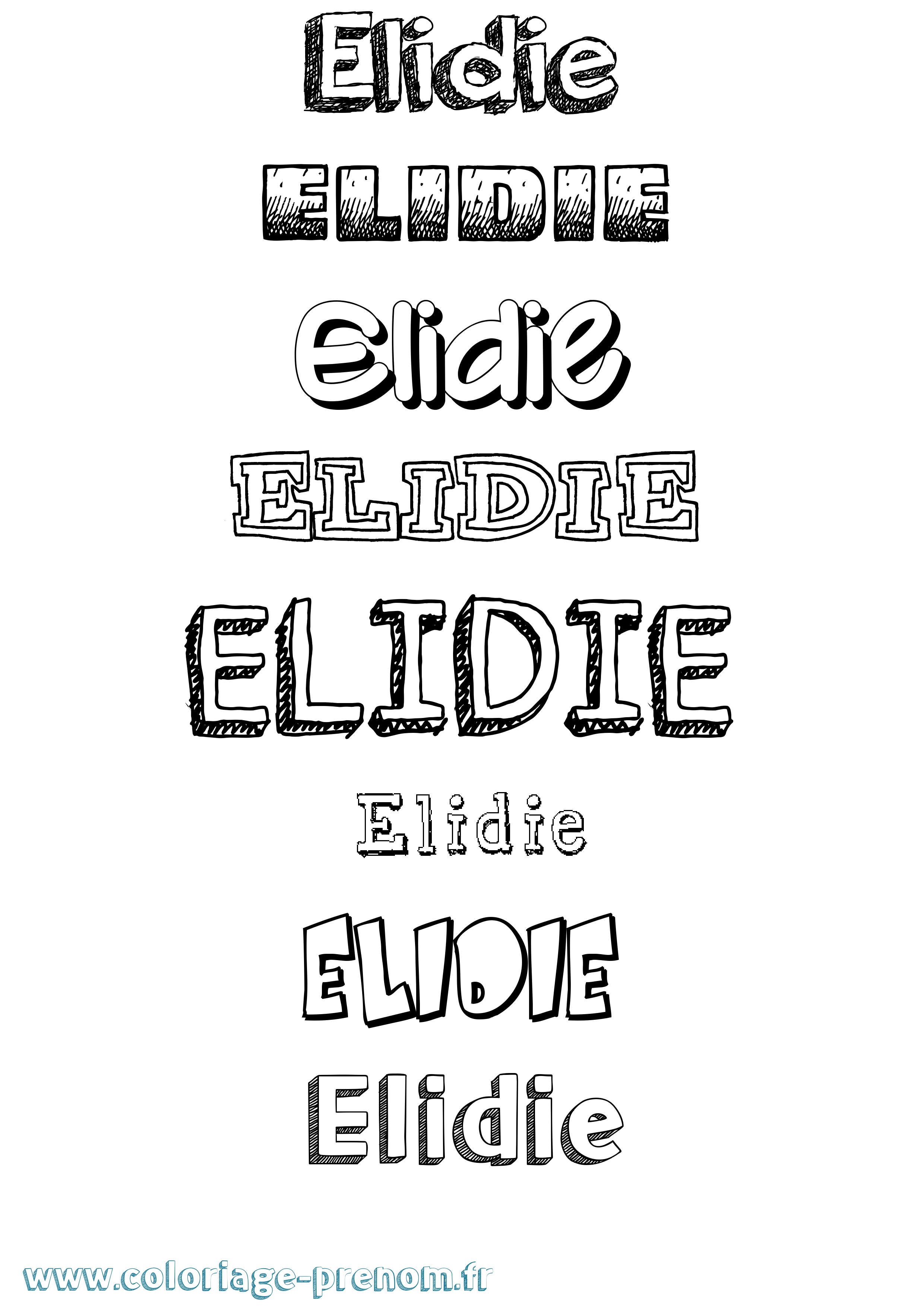 Coloriage Elidie Dessiné Coloriage prénom Elidie Dessiné