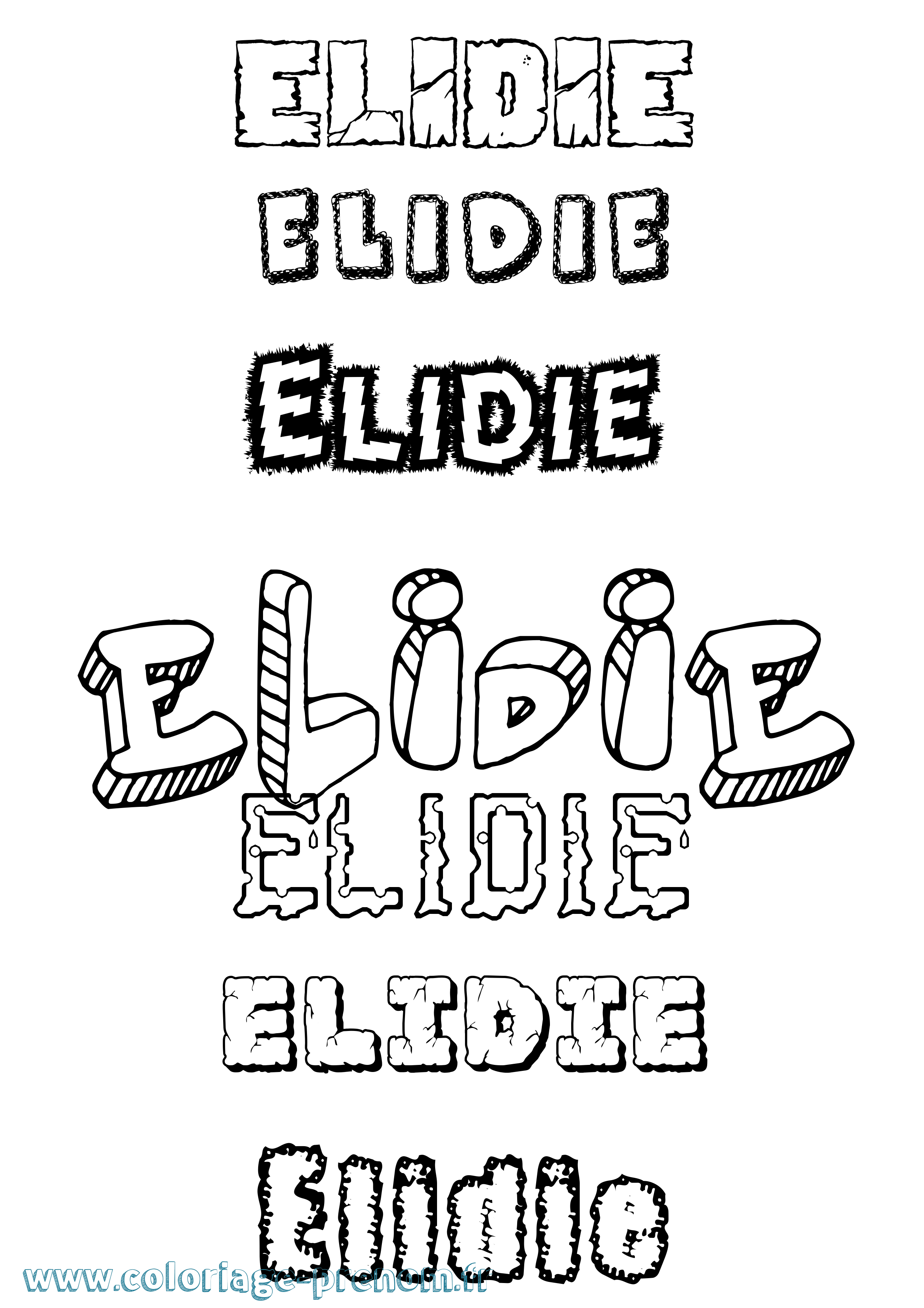 Coloriage Elidie Destructuré Coloriage prénom Elidie Destructuré