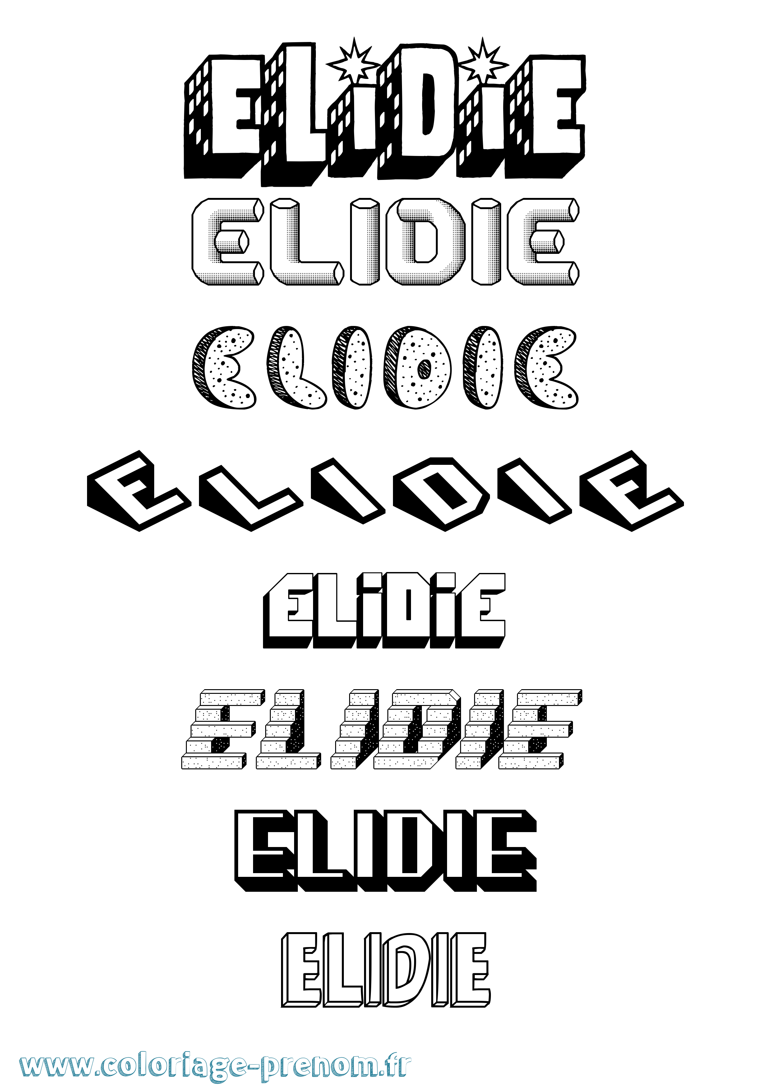 Coloriage Elidie Effet 3D Coloriage prénom Elidie Effet 3D