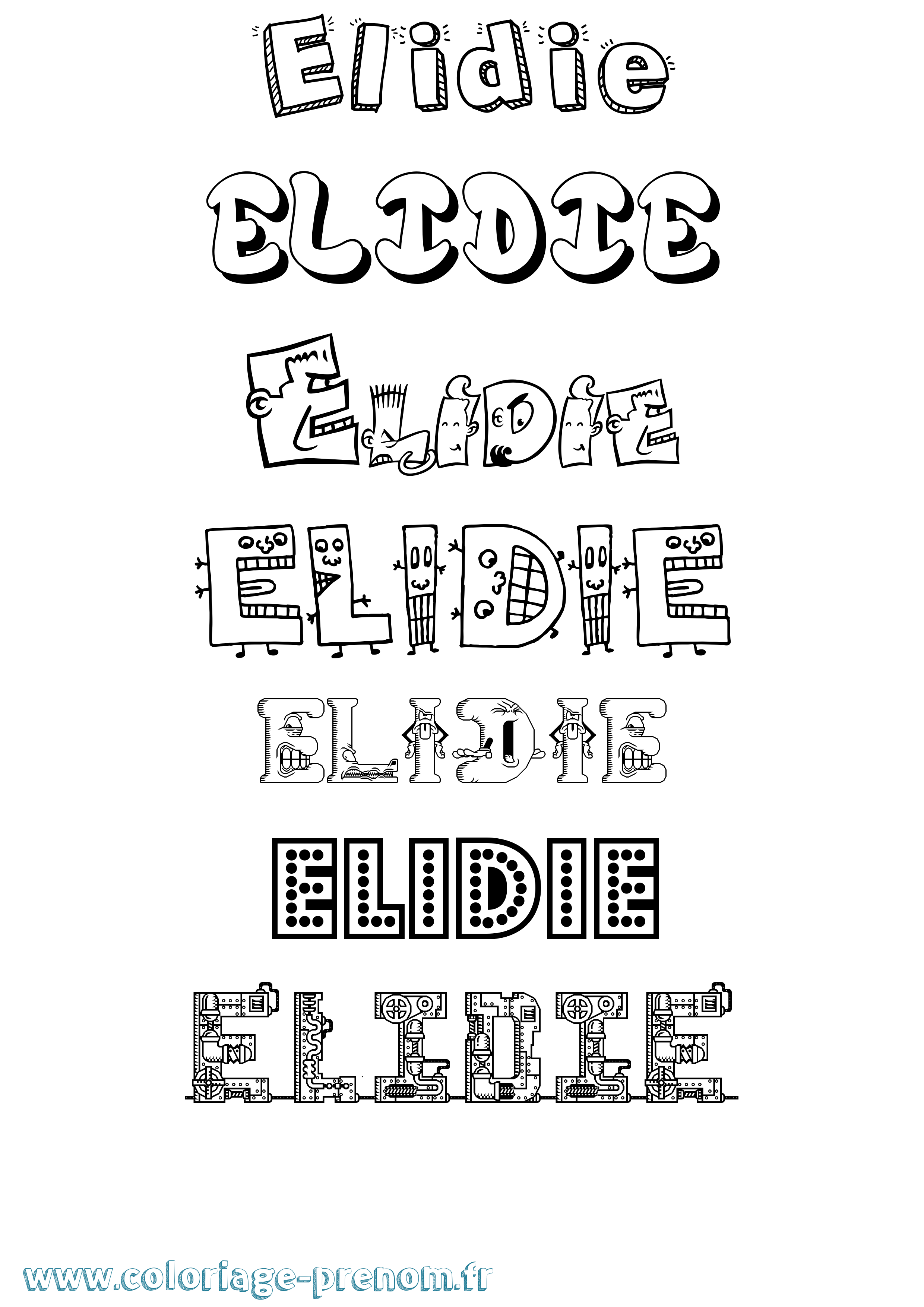 Coloriage Elidie Fun Coloriage prénom Elidie Fun