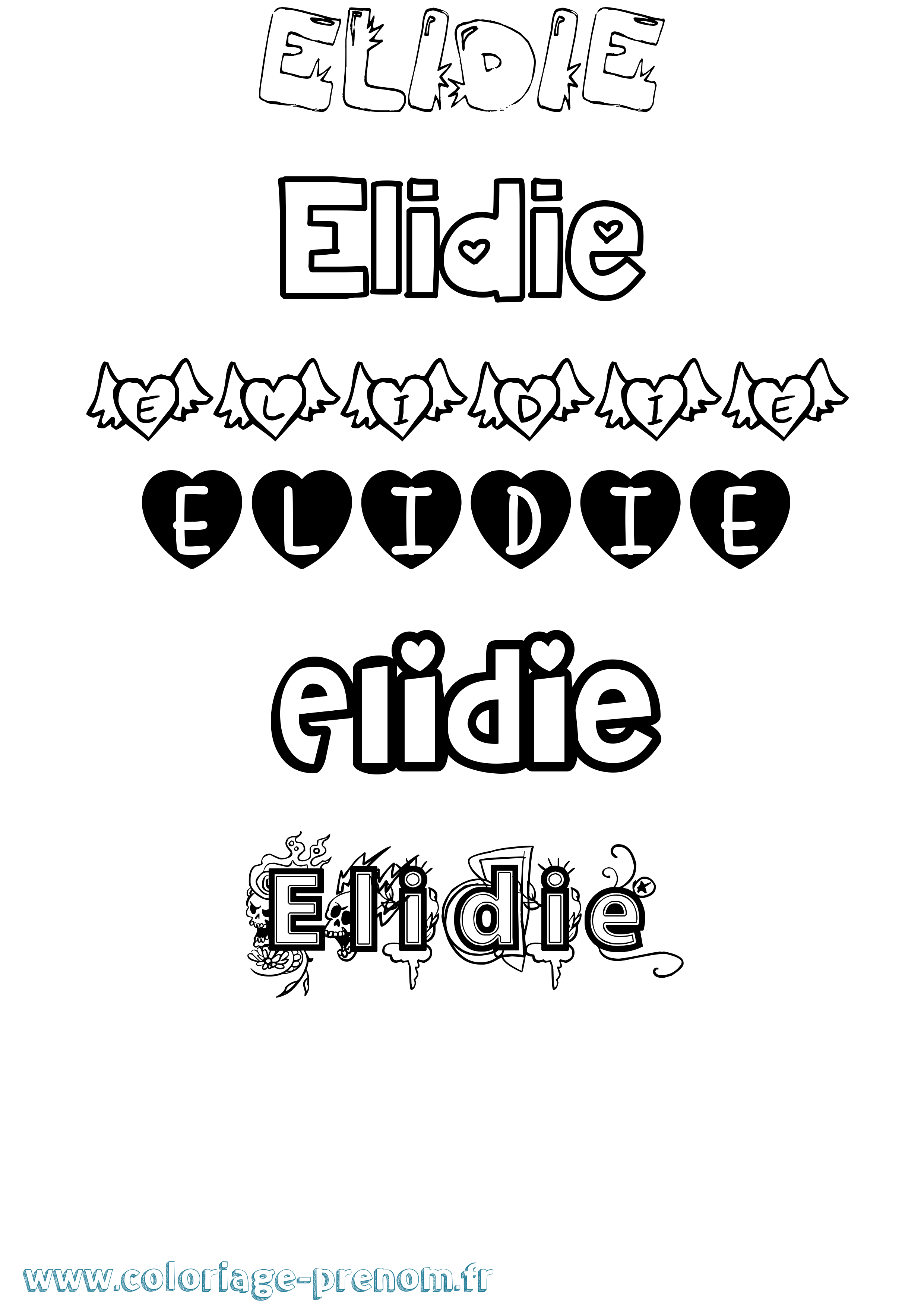 Coloriage Elidie Girly Coloriage prénom Elidie Girly