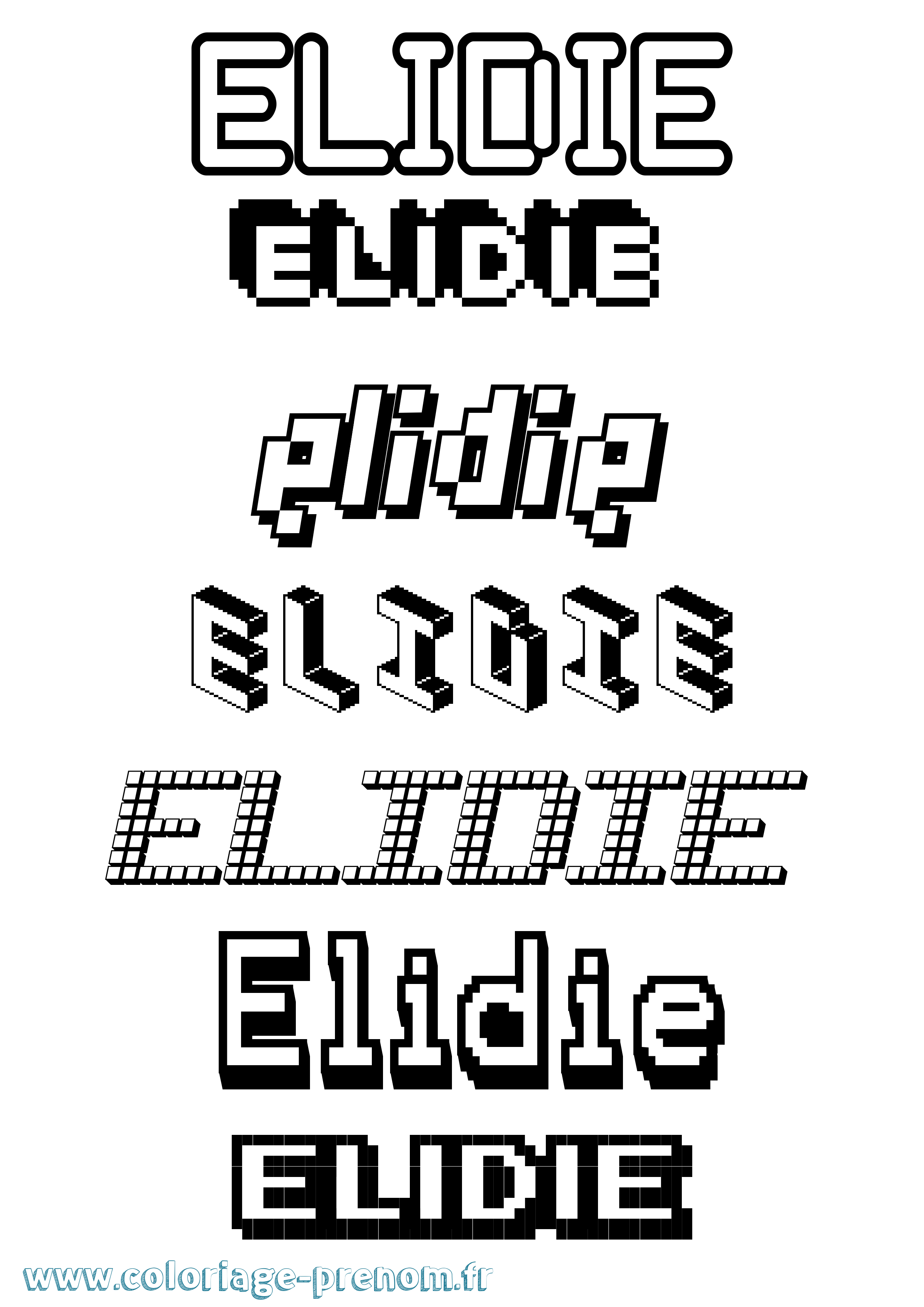 Coloriage Elidie Pixel Coloriage prénom Elidie Pixel