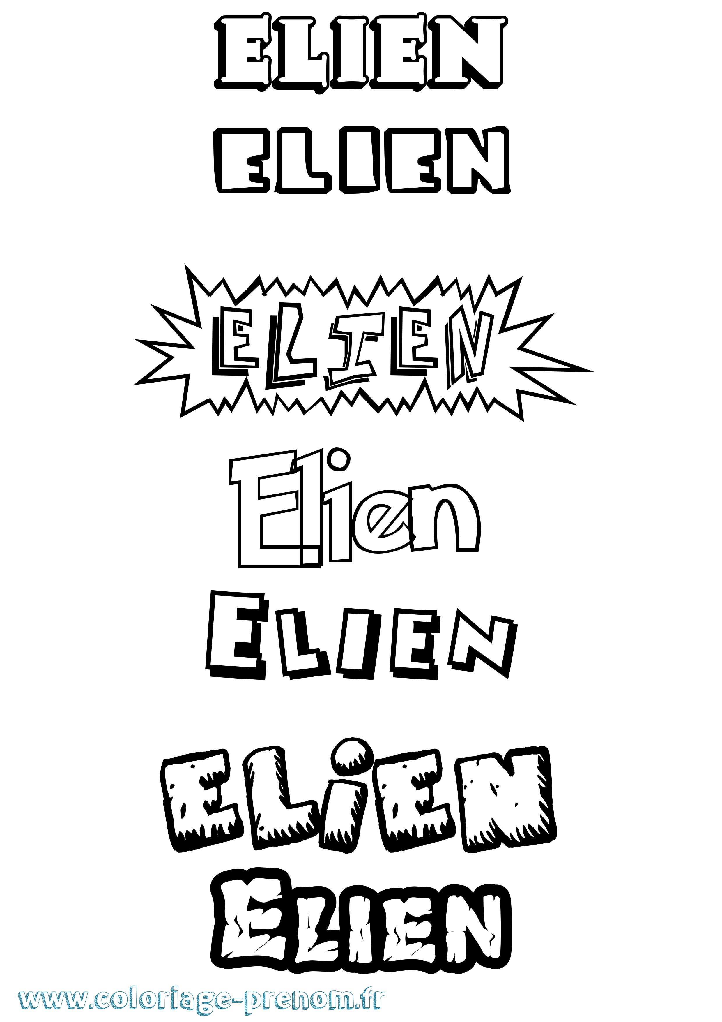 Coloriage Elien Dessin Animé Coloriage prénom Elien Dessin Animé