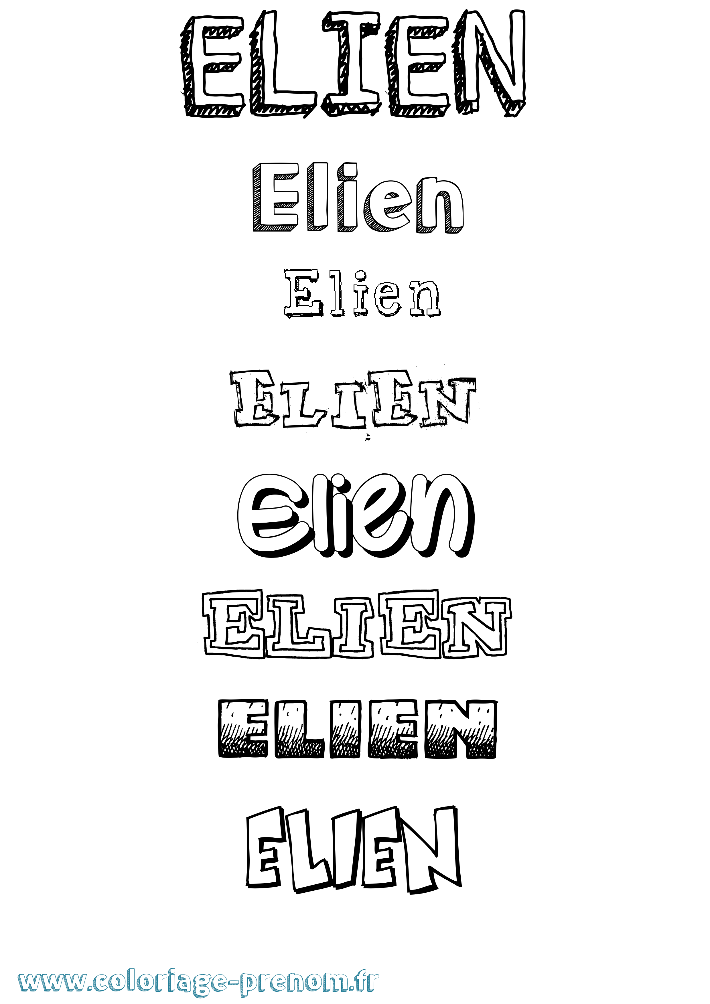 Coloriage Elien Dessiné Coloriage prénom Elien Dessiné