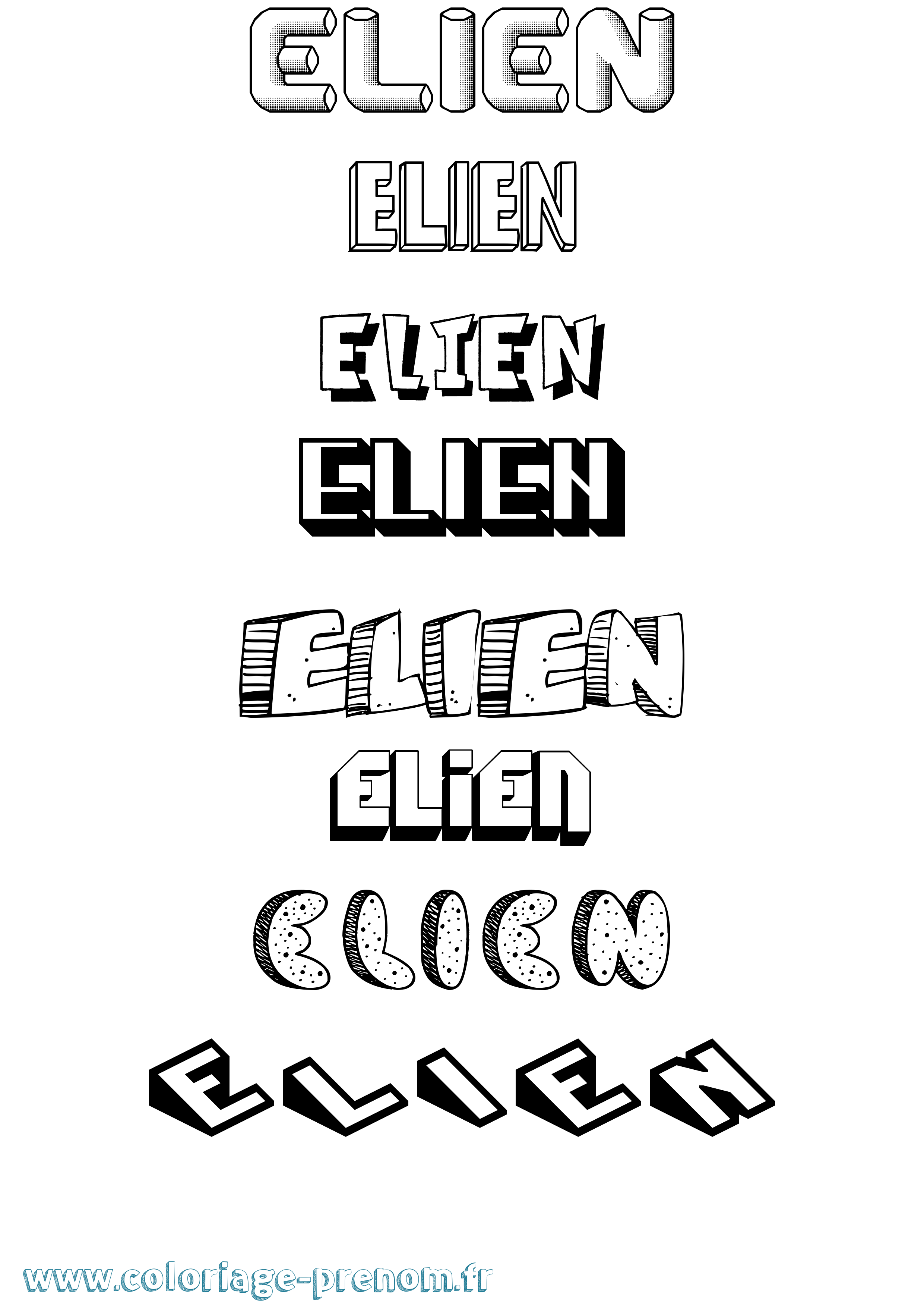 Coloriage Elien Effet 3D Coloriage prénom Elien Effet 3D