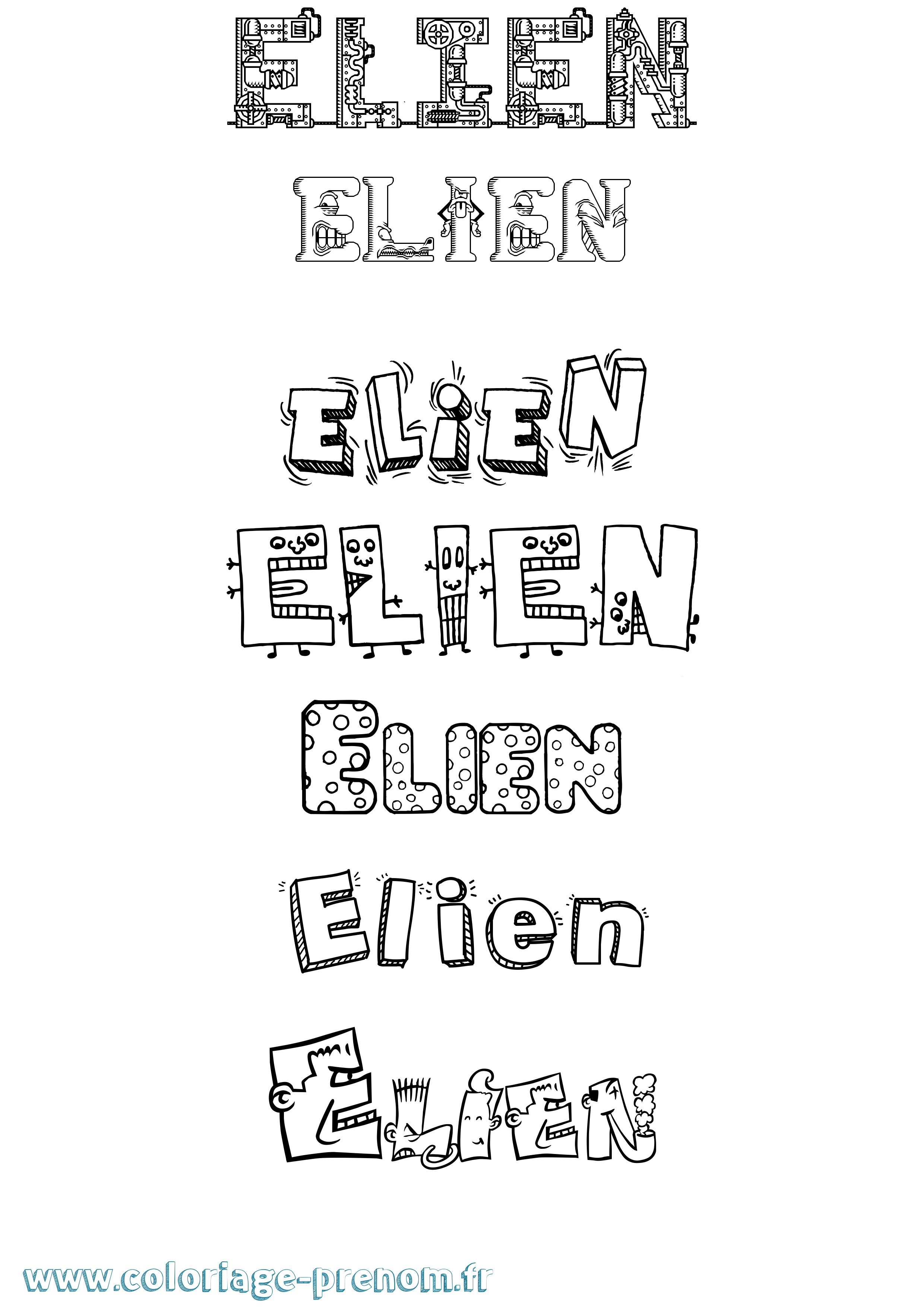 Coloriage Elien Fun Coloriage prénom Elien Fun