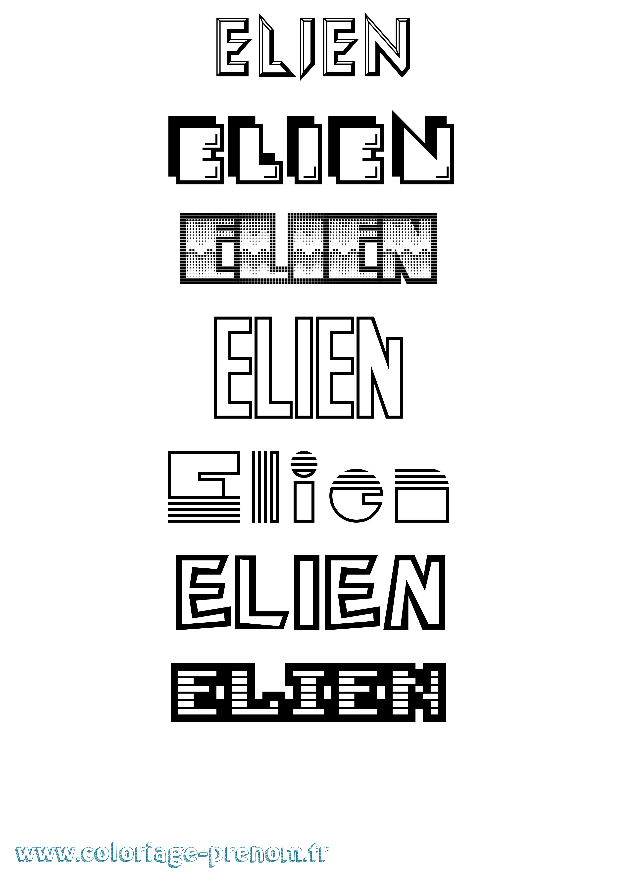 Coloriage Elien Jeux Vidéos Coloriage prénom Elien Jeux Vidéos