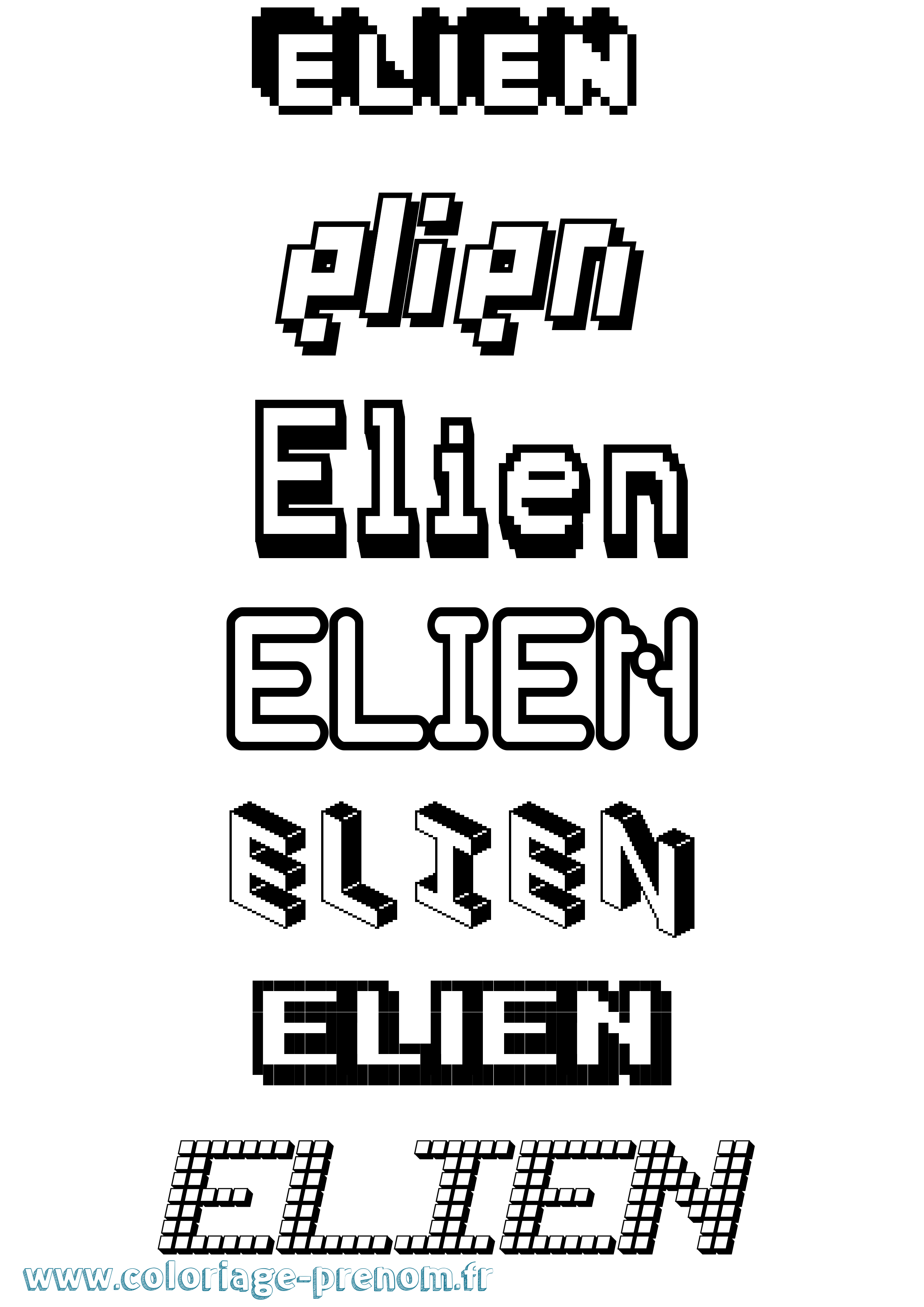 Coloriage Elien Pixel Coloriage prénom Elien Pixel