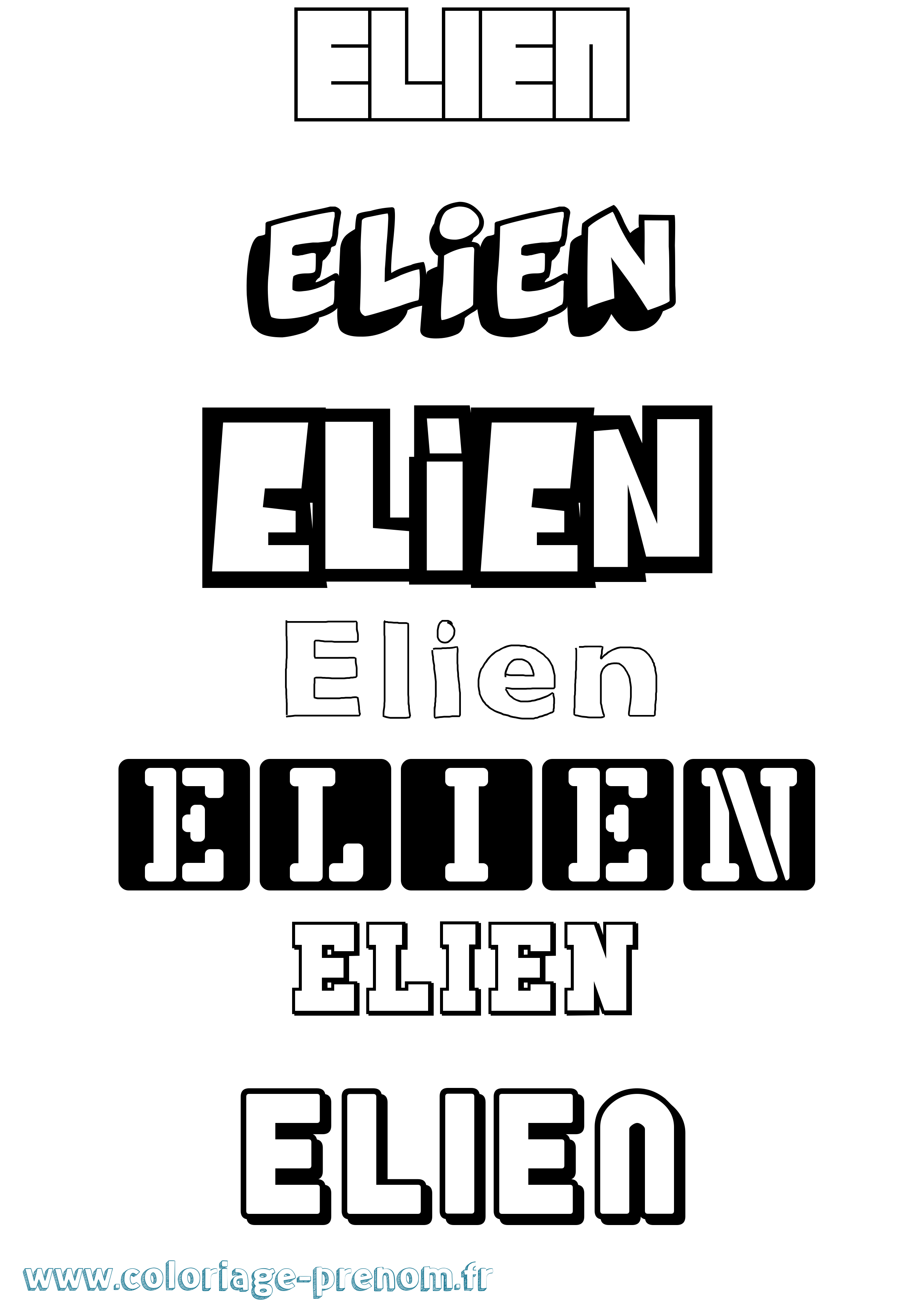 Coloriage Elien Simple Coloriage prénom Elien Simple