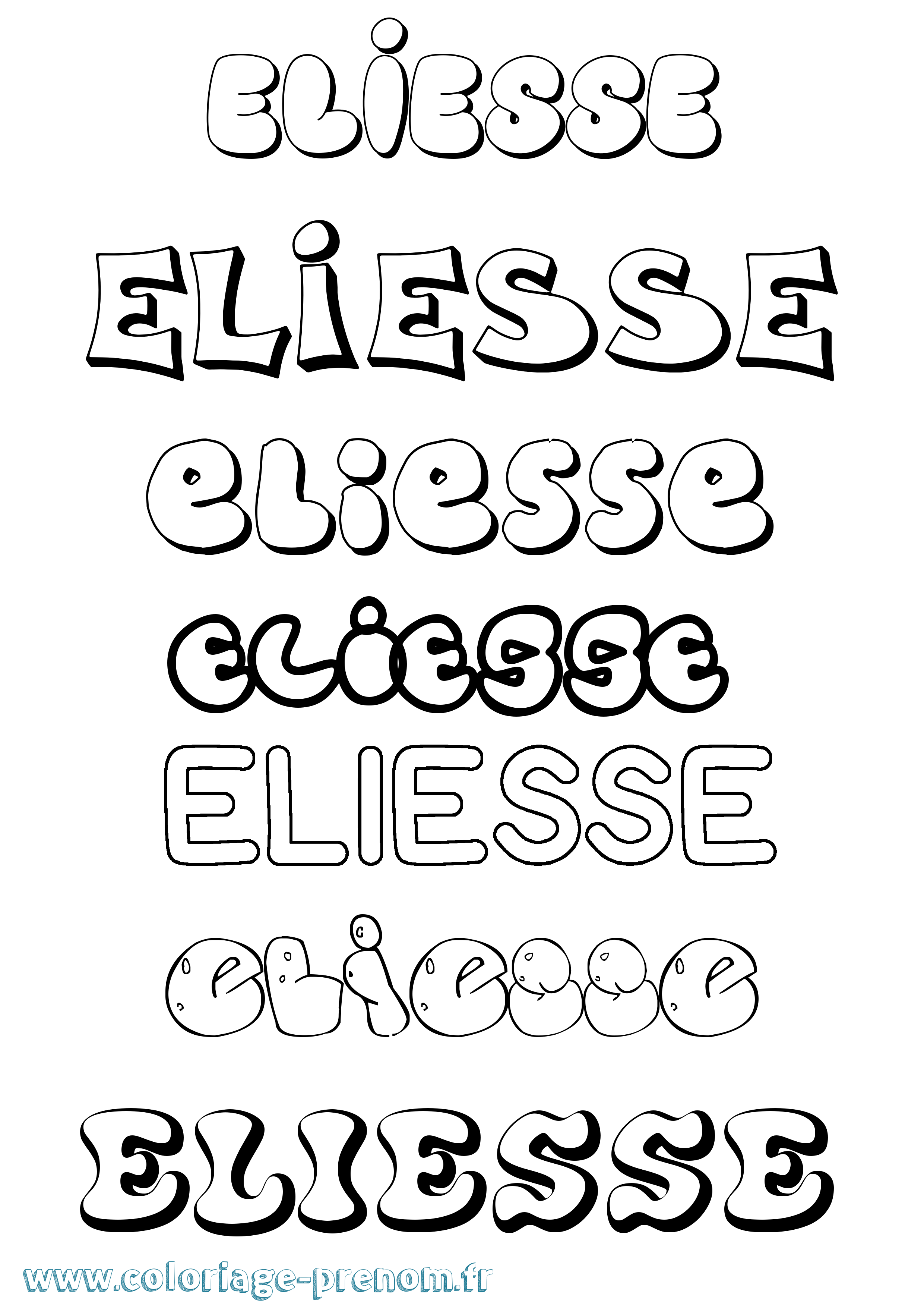 Coloriage Eliesse Bubble Coloriage prénom Eliesse Bubble