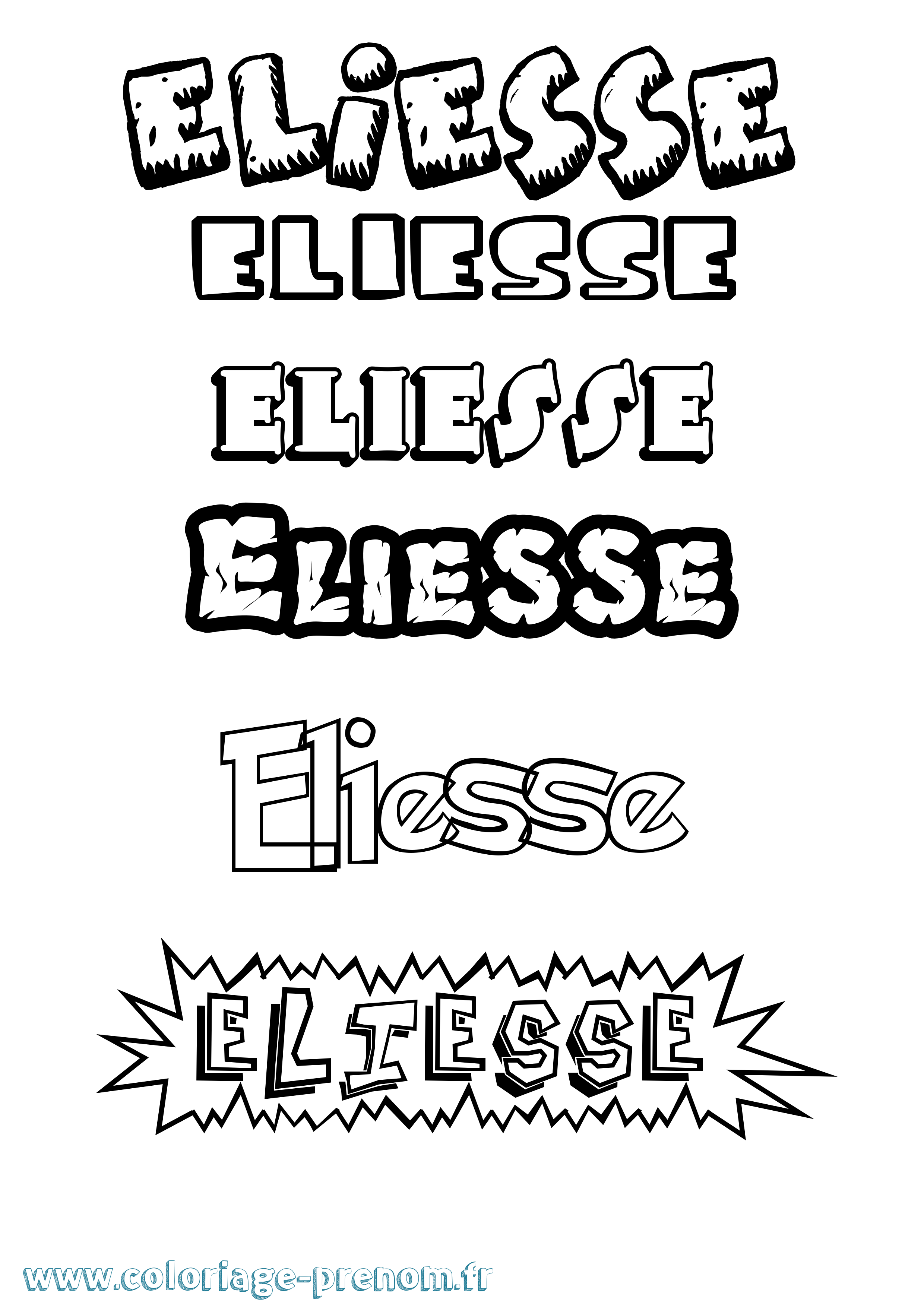 Coloriage Eliesse Dessin Animé Coloriage prénom Eliesse Dessin Animé