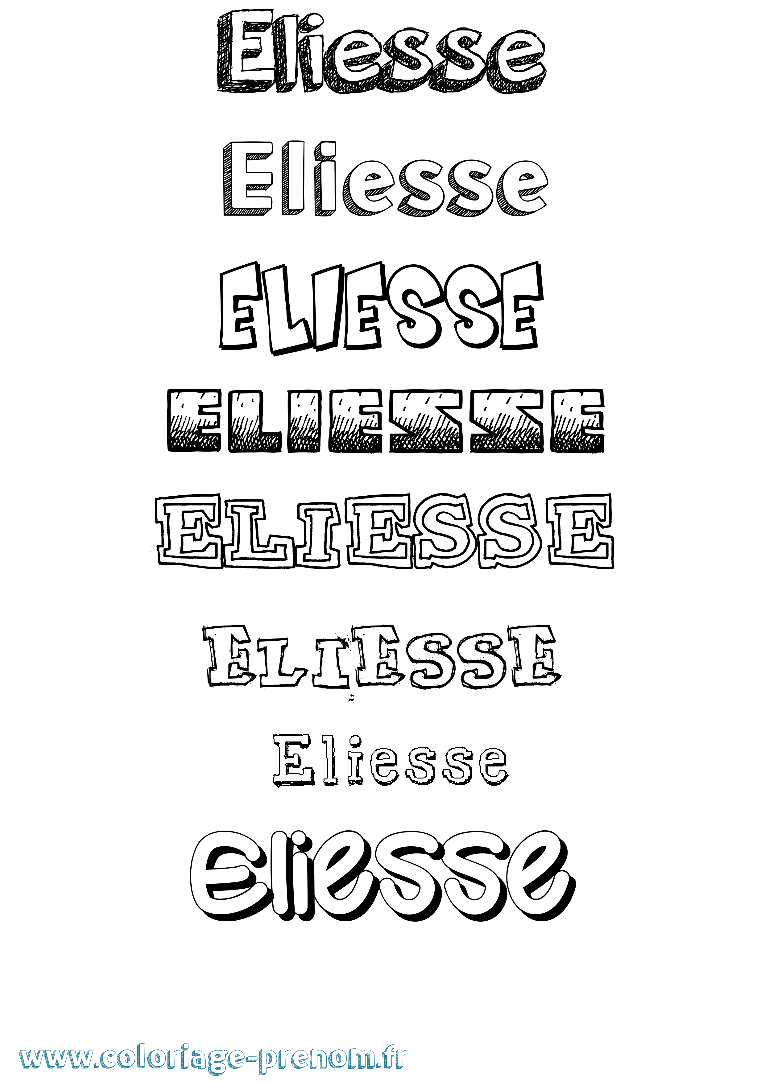 Coloriage Eliesse Dessiné Coloriage prénom Eliesse Dessiné
